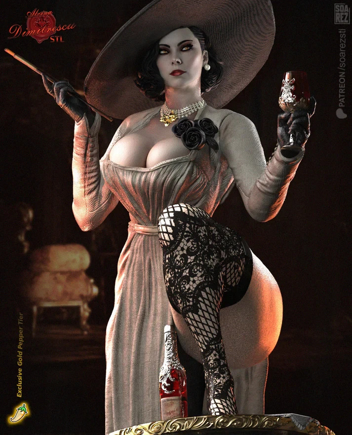 Lady Dimitrescu Figurine Resident Evil Hand Painted Model / DIY Kit 16pcs
