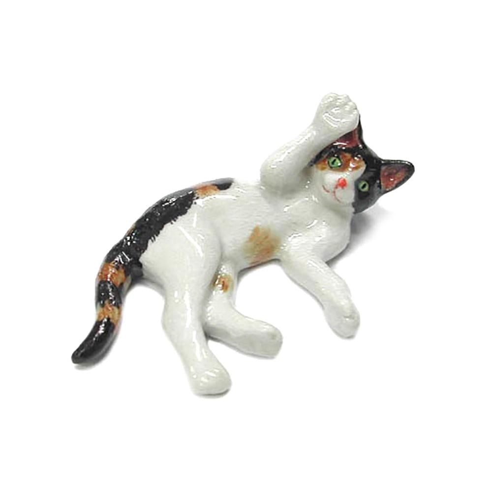 Northern Rose Calico Kitten Playing – Home Decor – Miniature Porcelain Figurine
