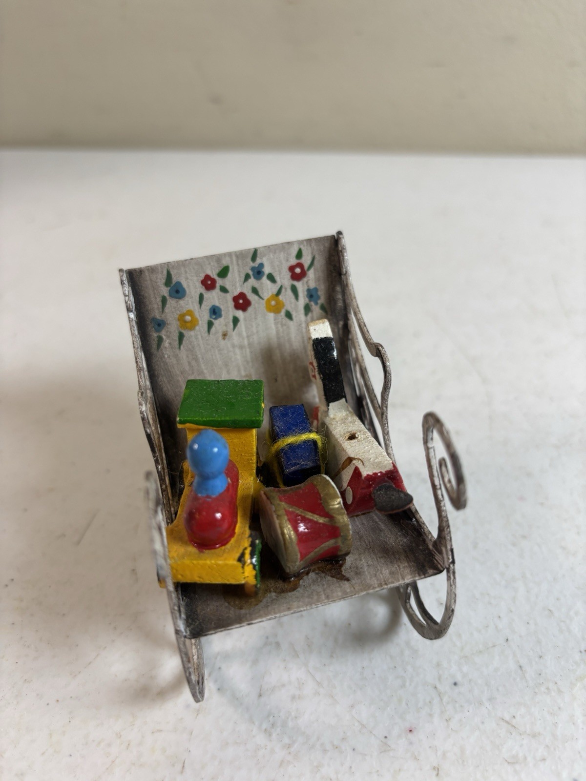 Enesco Sleigh Metal Filled with Toys Ornament Christmas Holiday 1979