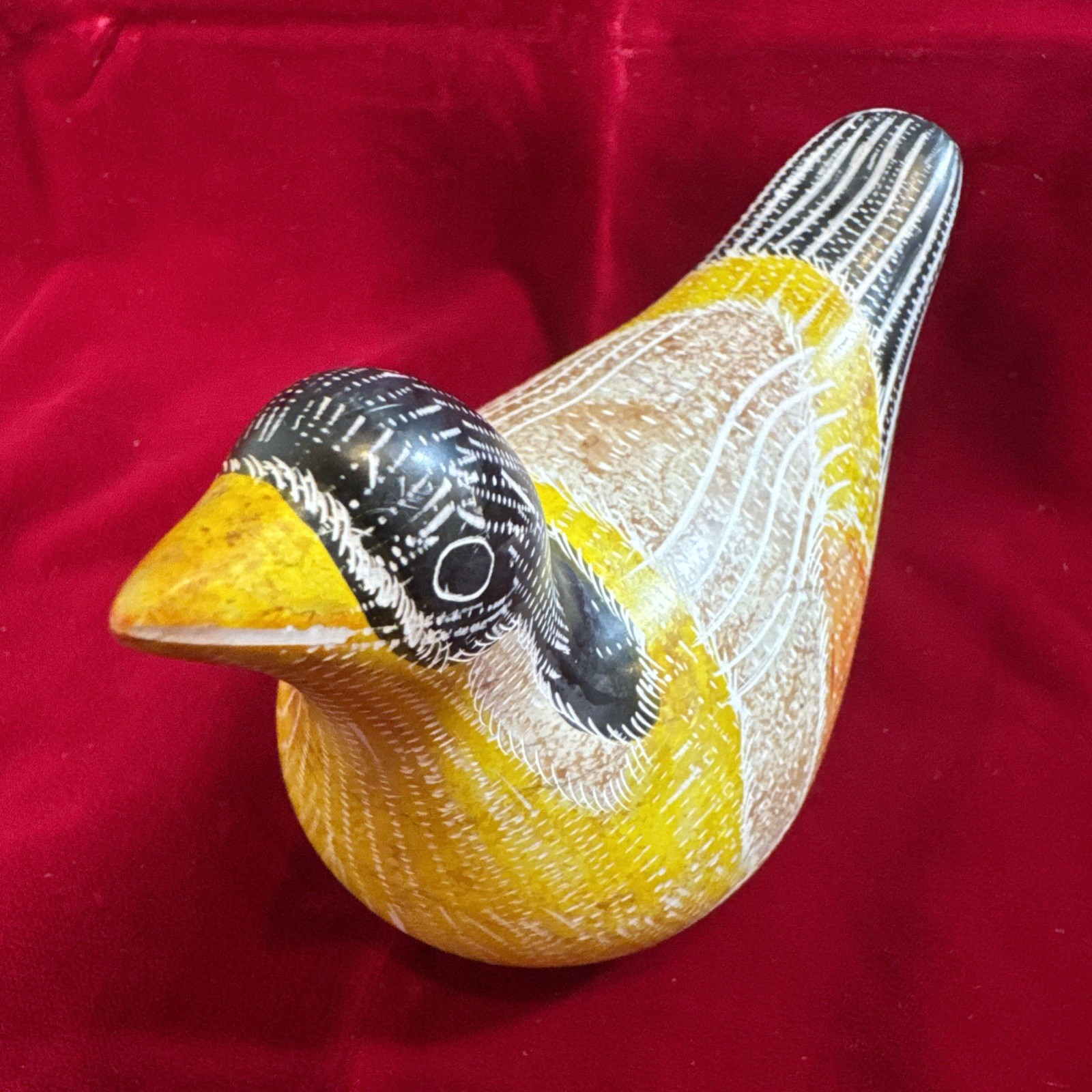 Carved Soapstone Bird Figurine Handcrafted in Kenya Multi color Paperweight