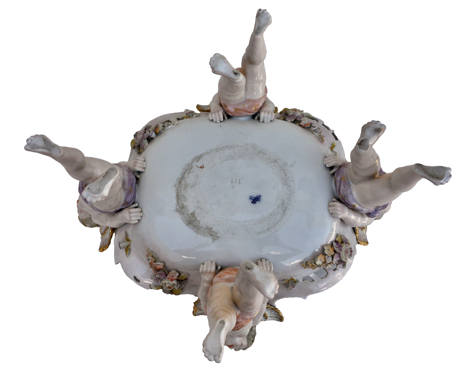 c. 1865 Von Schierholz Porcelain Factory , Germany, Cherub Porcelain Centerpiece