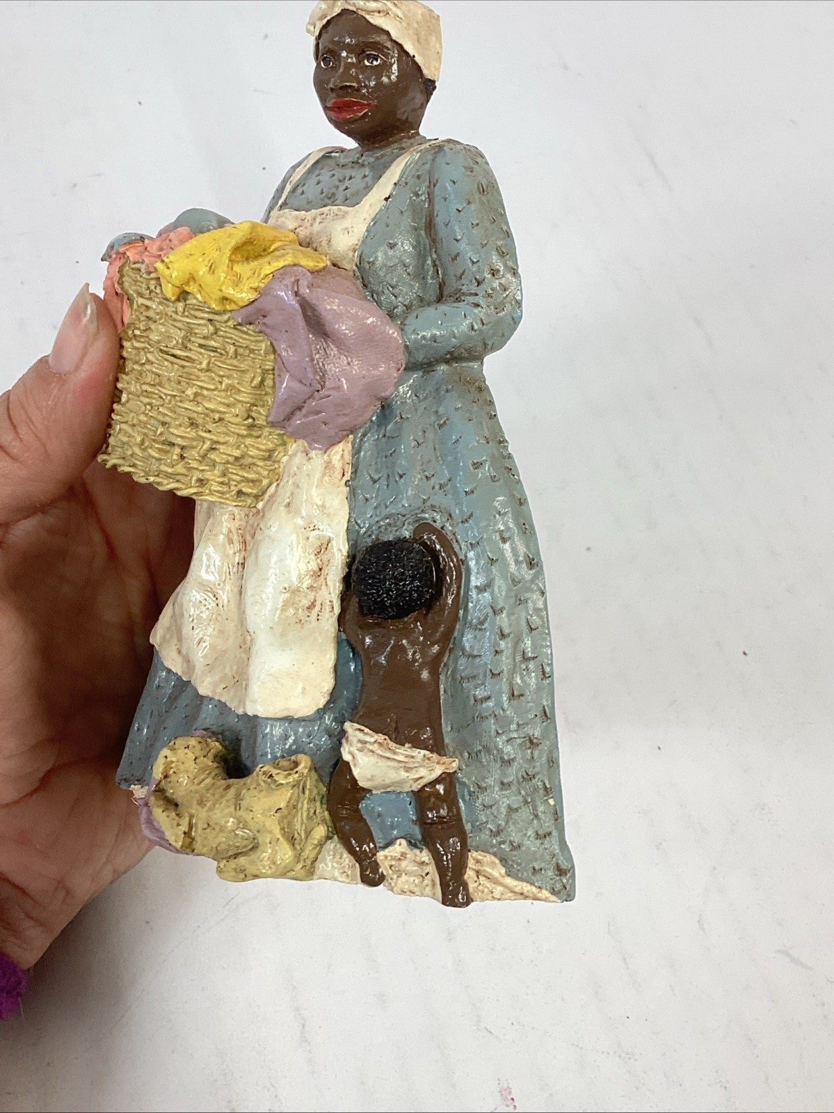 Vintage 1984 Fisk African American Figurine – Mom, Baby and Dog