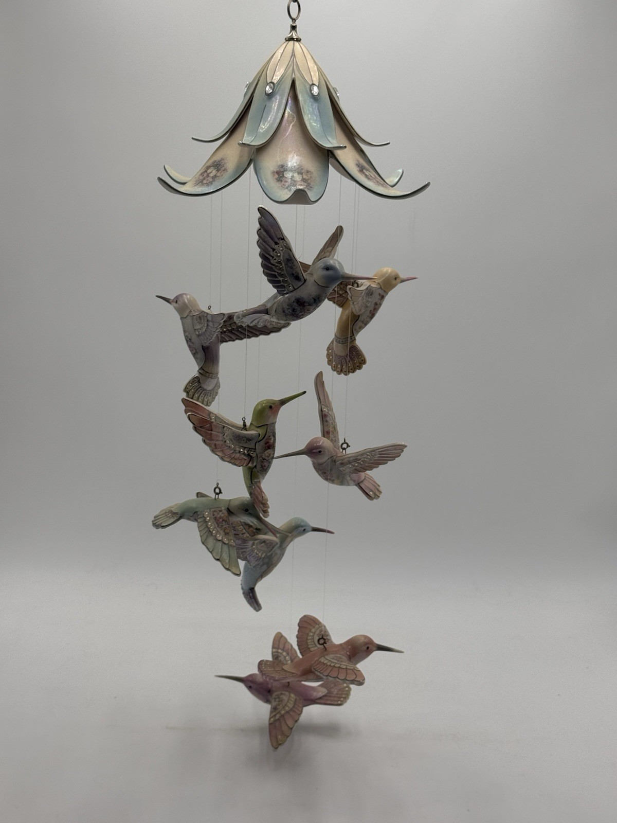 Bradford Exchange Lena Liu Precious Jewels Humming Bird Wind Chimes