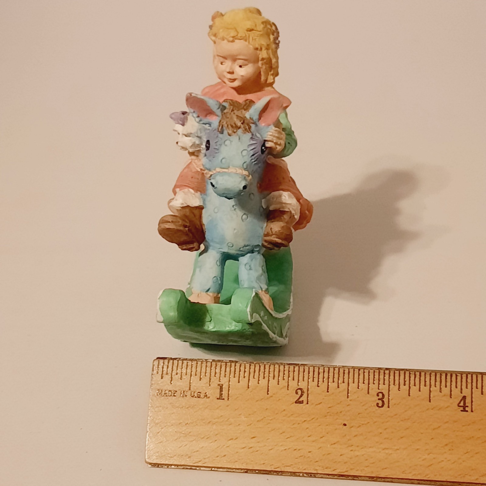 Rocking Horse Girl Figurine Pastel Nursery Decor Shabby Chic 5″ Tall
