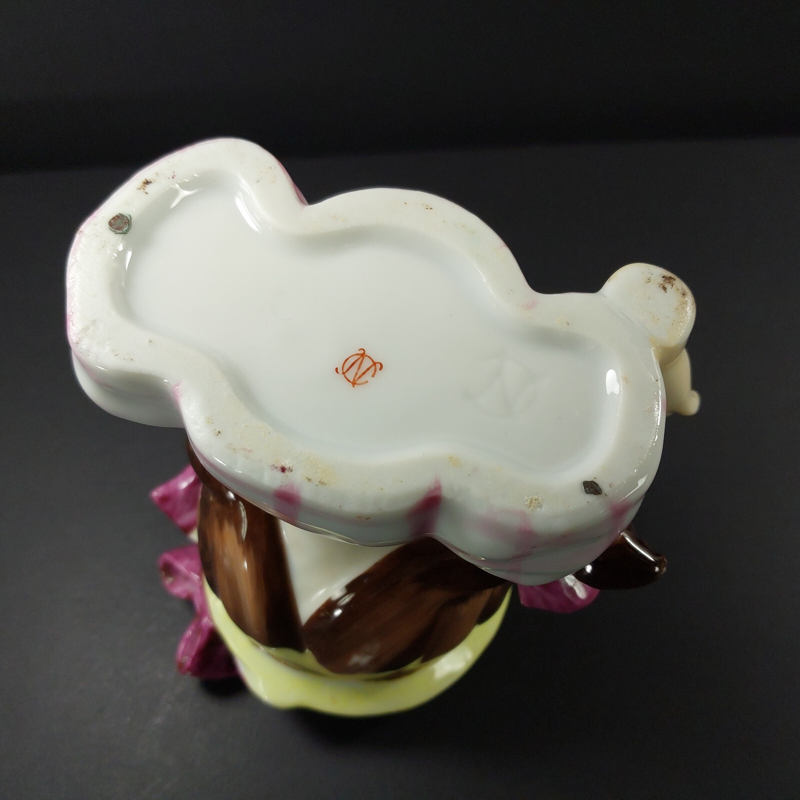 Napco Head Vase Planter Pink Plaid Pigtailed Porcelain Unbrella Lady Japan