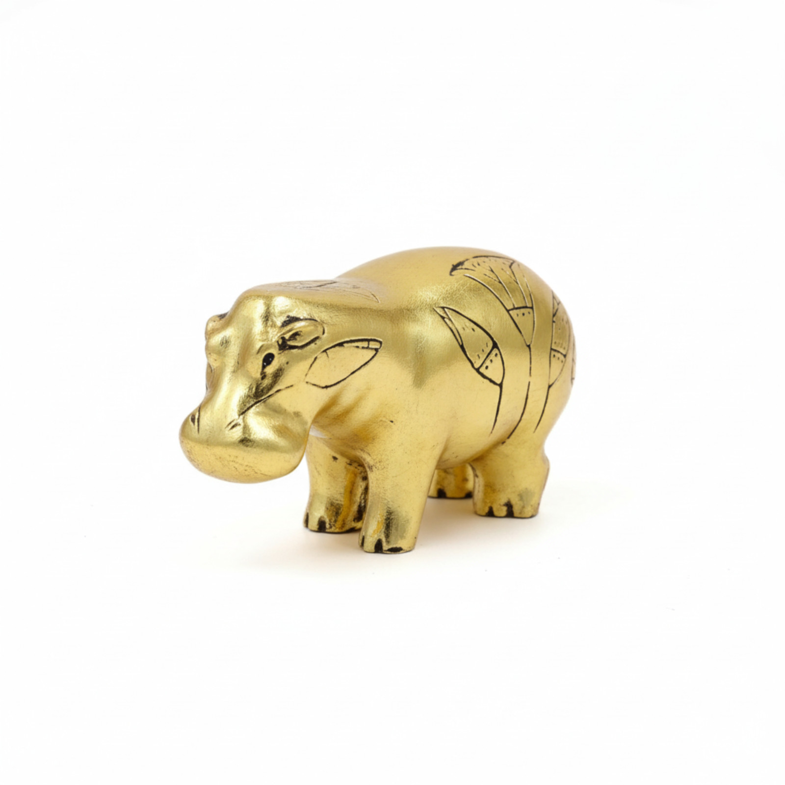 Ancient Egyptian Gold Hippopotamus Statue Gilded Hippo Figurine Antique Art