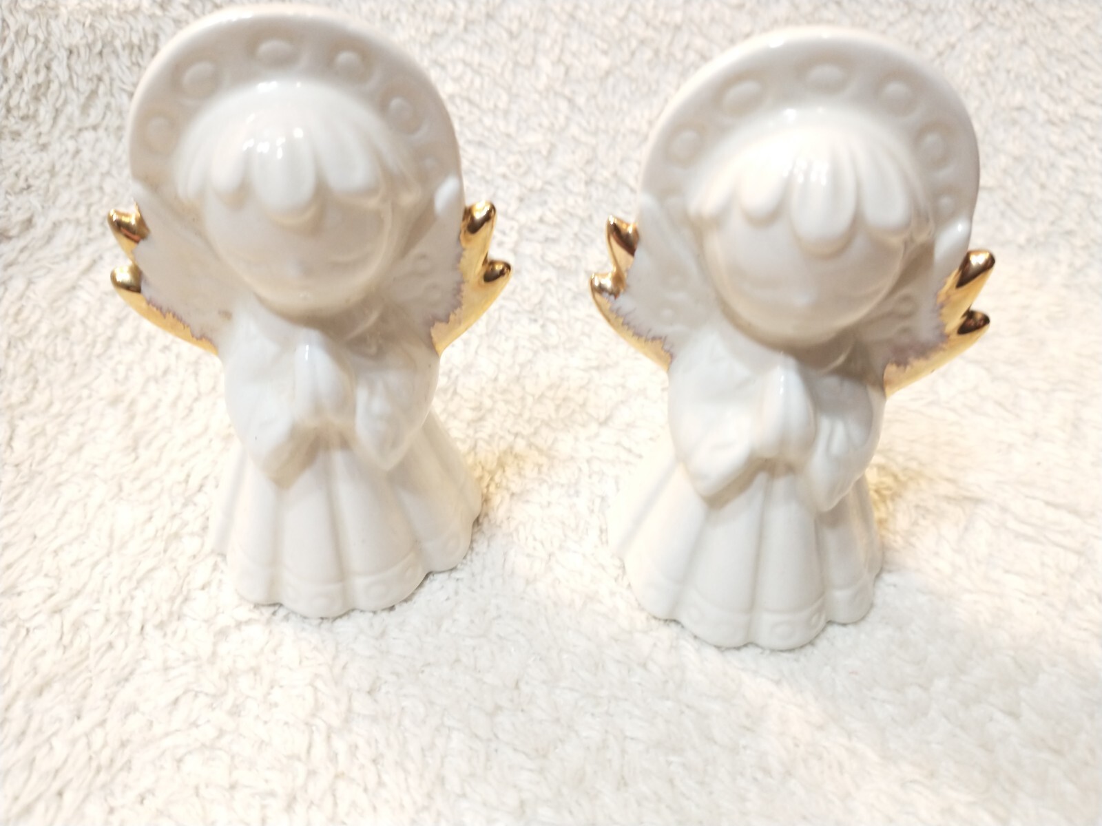 White Gold Guilded Angel Ornament Christmas A58