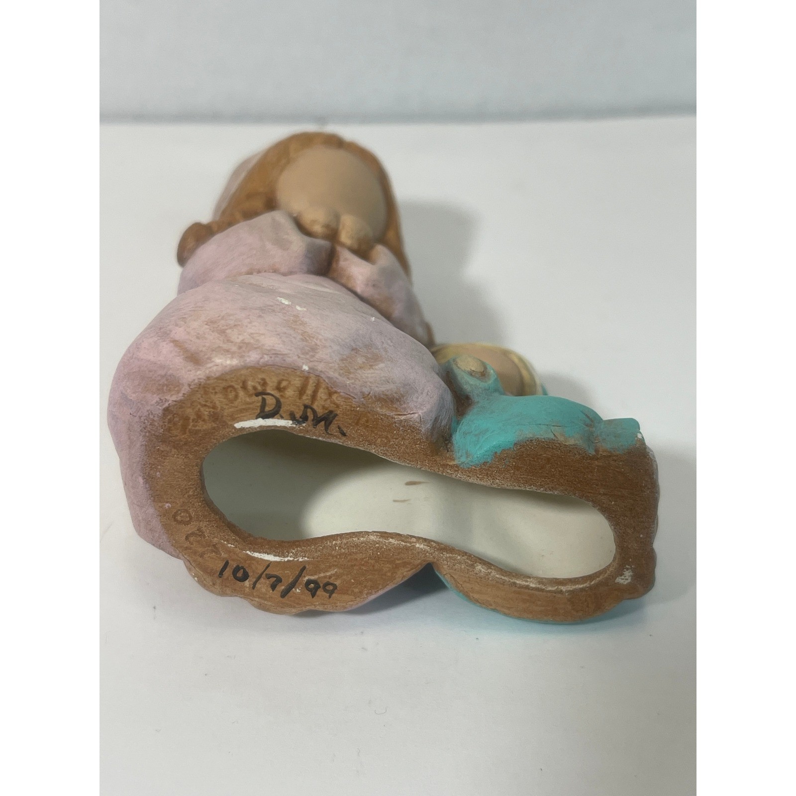 Vintage Ceramic Praying Children Figurine With Teddy Bear DM 10/7/99 Nowell’s