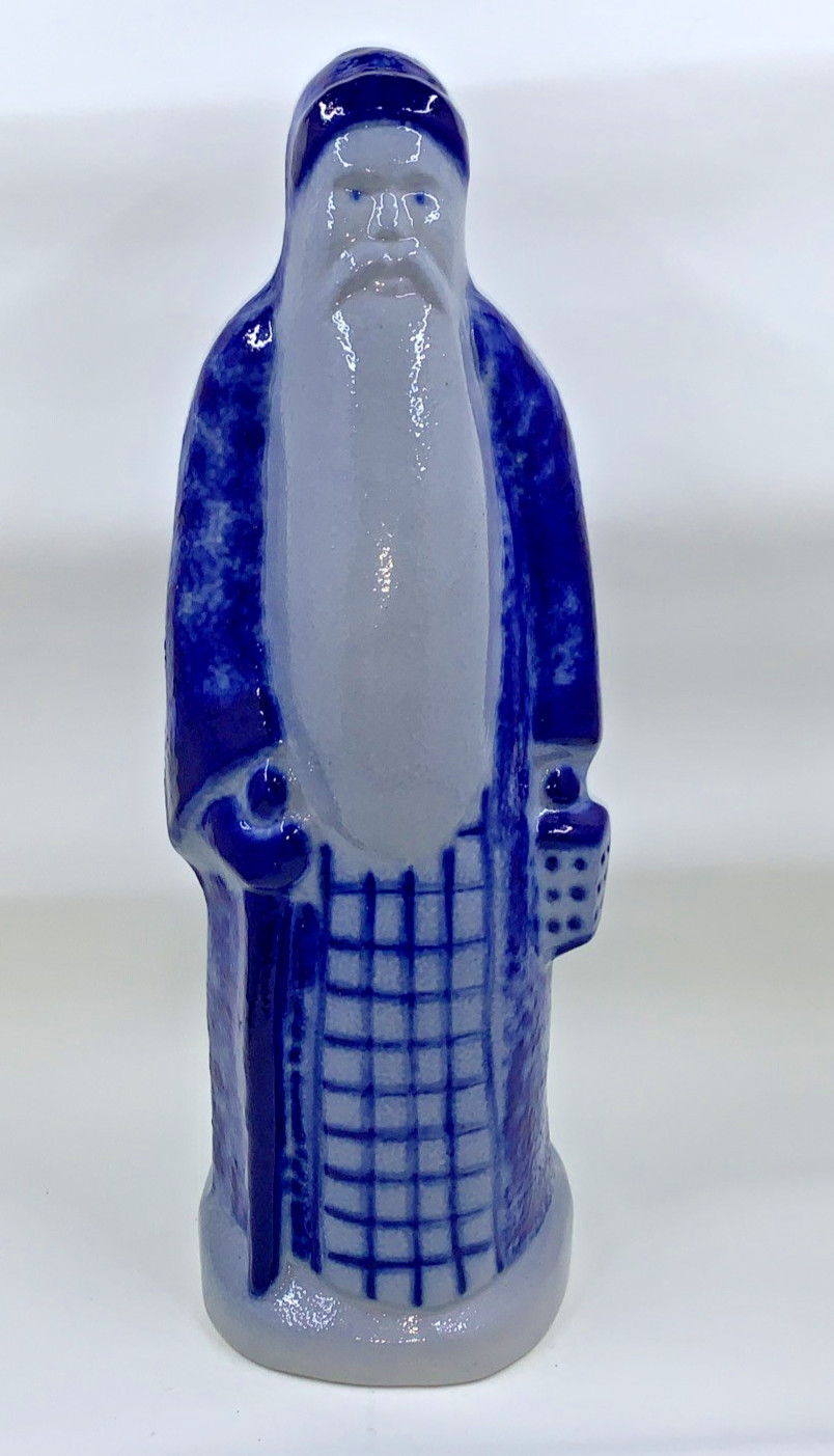 Eldreth Pottery Salt Glazed Santa Lantern Cobalt Blue Folk Art Stoneware 1992