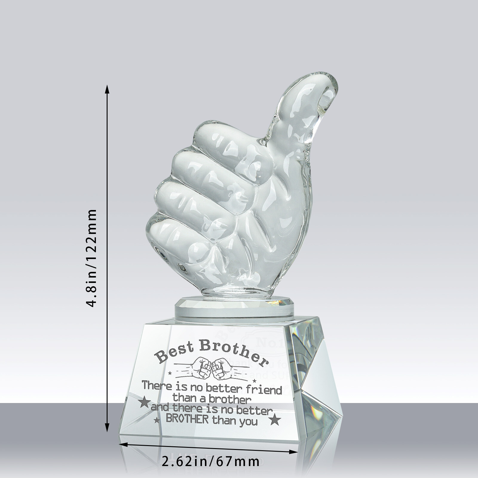 Crystal Thumb Trophy Glass Hand Gesture Thumb up Trophy Table Decor For Birthday