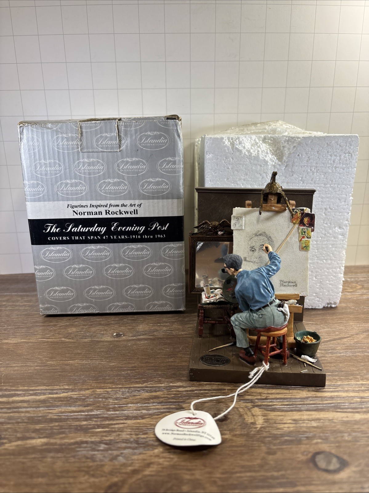 Vintage 1960 Islandia Int Norman Rockwell Triple Self Portrait Figure W/Box 4.5”