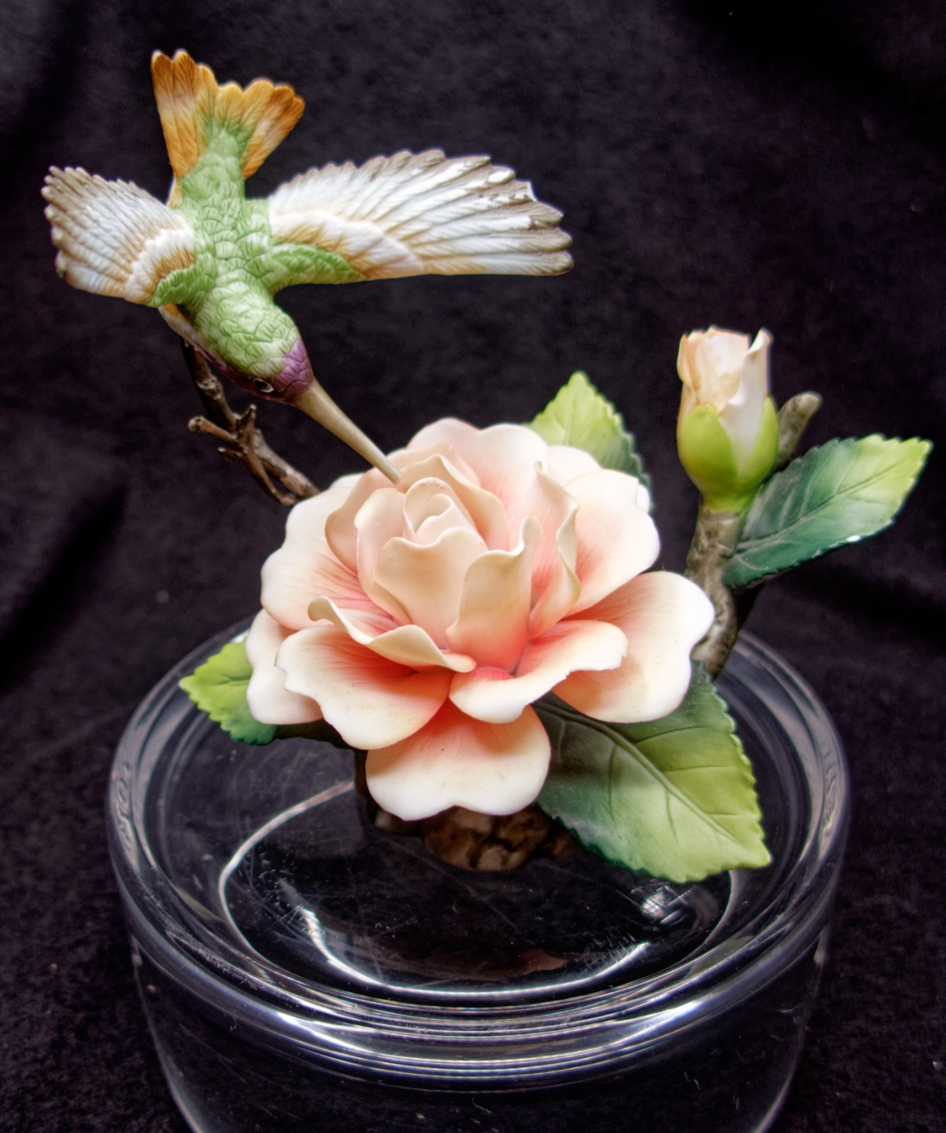 Andrea by Sadek Hummingbird Cream Rose Figurine China **Read Description**