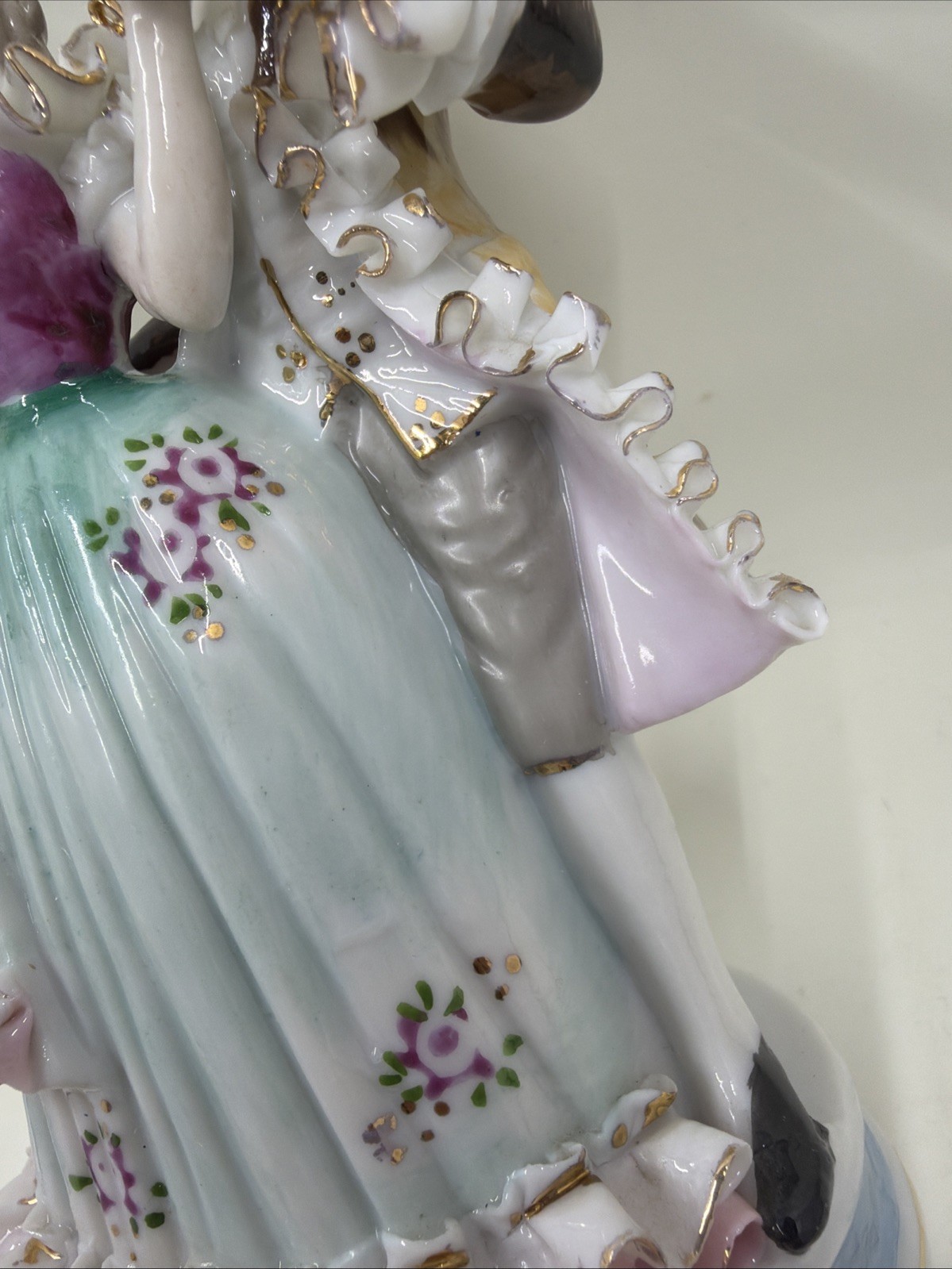 Vintage Bone China Lace Renaissance Dancing Couple Figurine With Crossed Swords