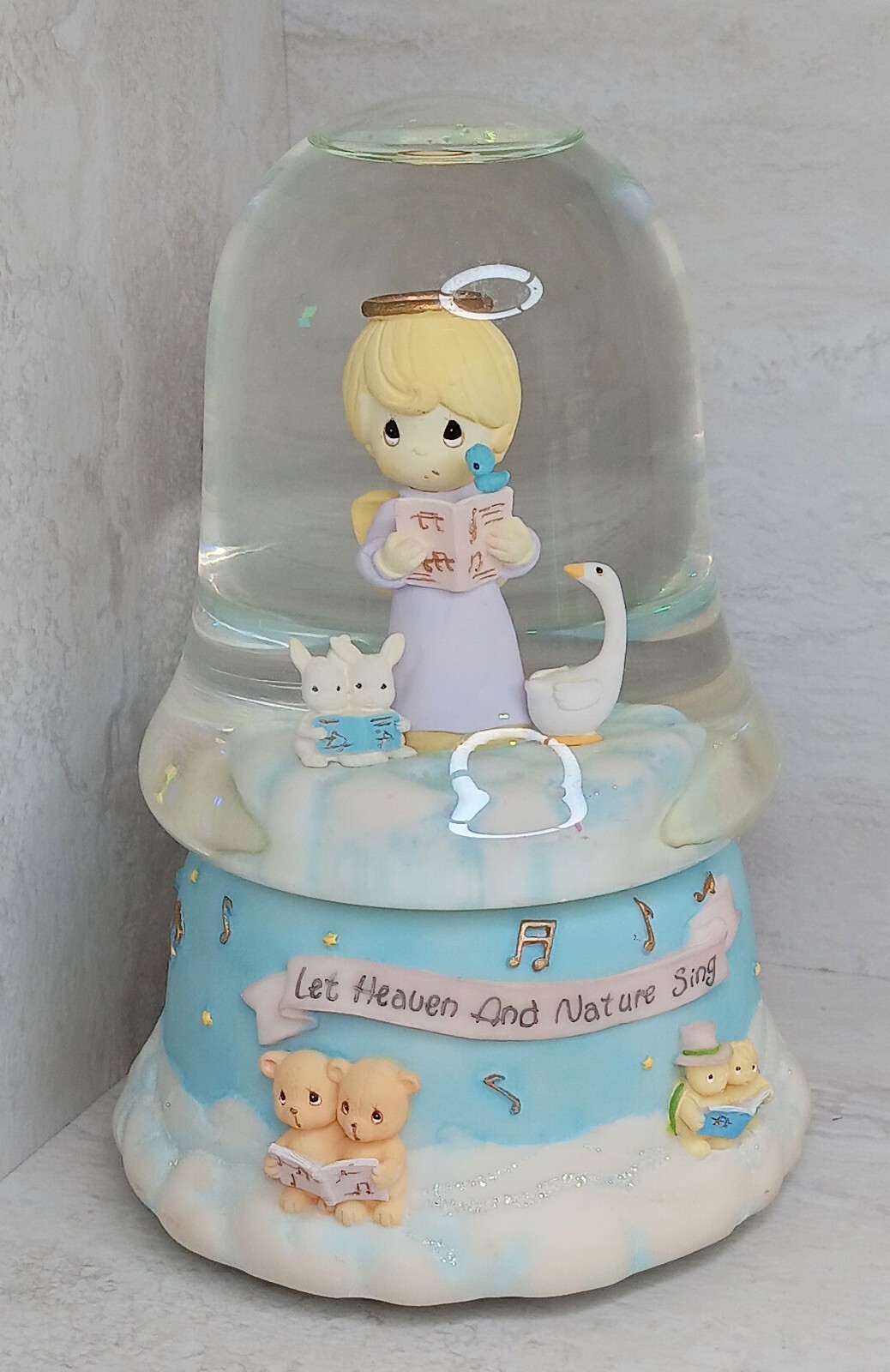 Precious Moments Snow Globe Musical Hark The Herald Angels Sing 1999 EUC *Video