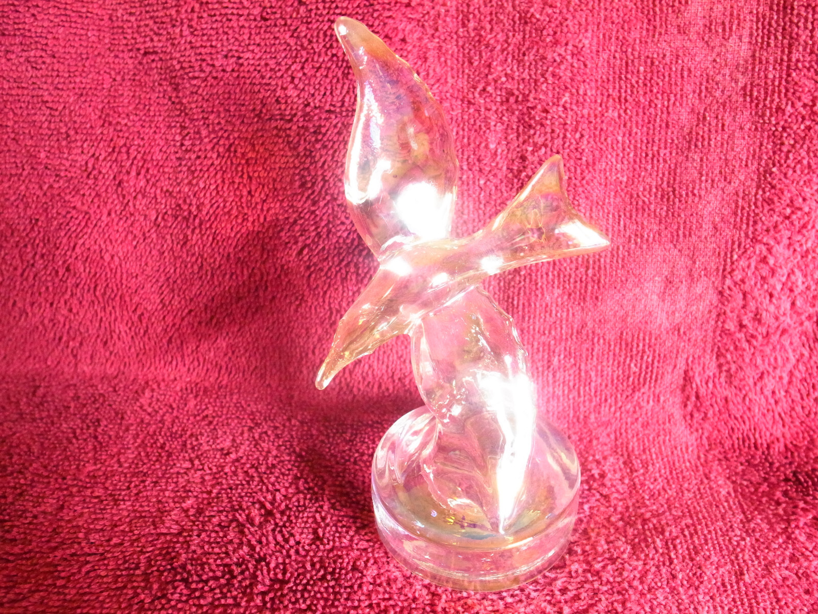 Mosser Iridescent Glass Seagull Bird in Flight Figurine-Cambridge Mold-Marked