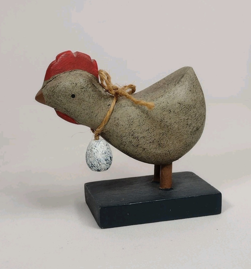 Richard Morgan Wooden Chicken With Egg Necklace Folk Art Hand Carved & Painted