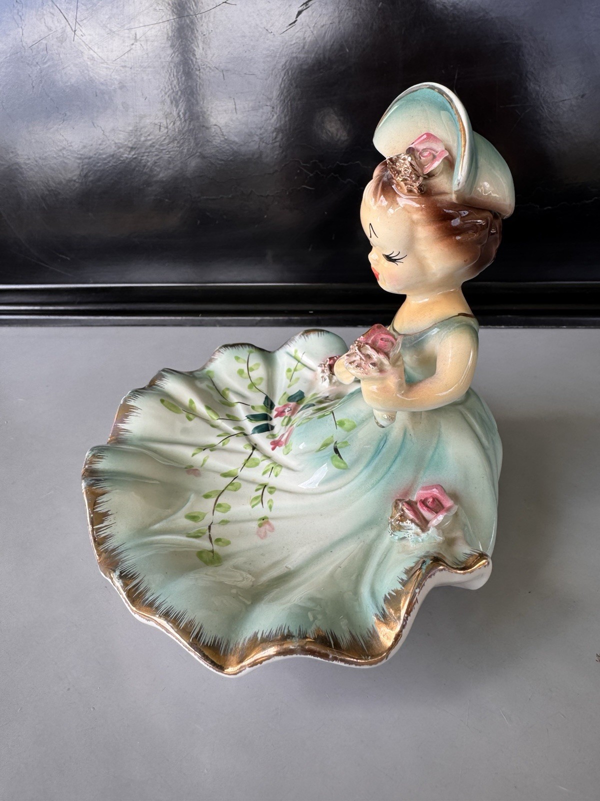 Vintage Original ARNART Creation Made In Japan Lady Ring Trinket Dish 1950s