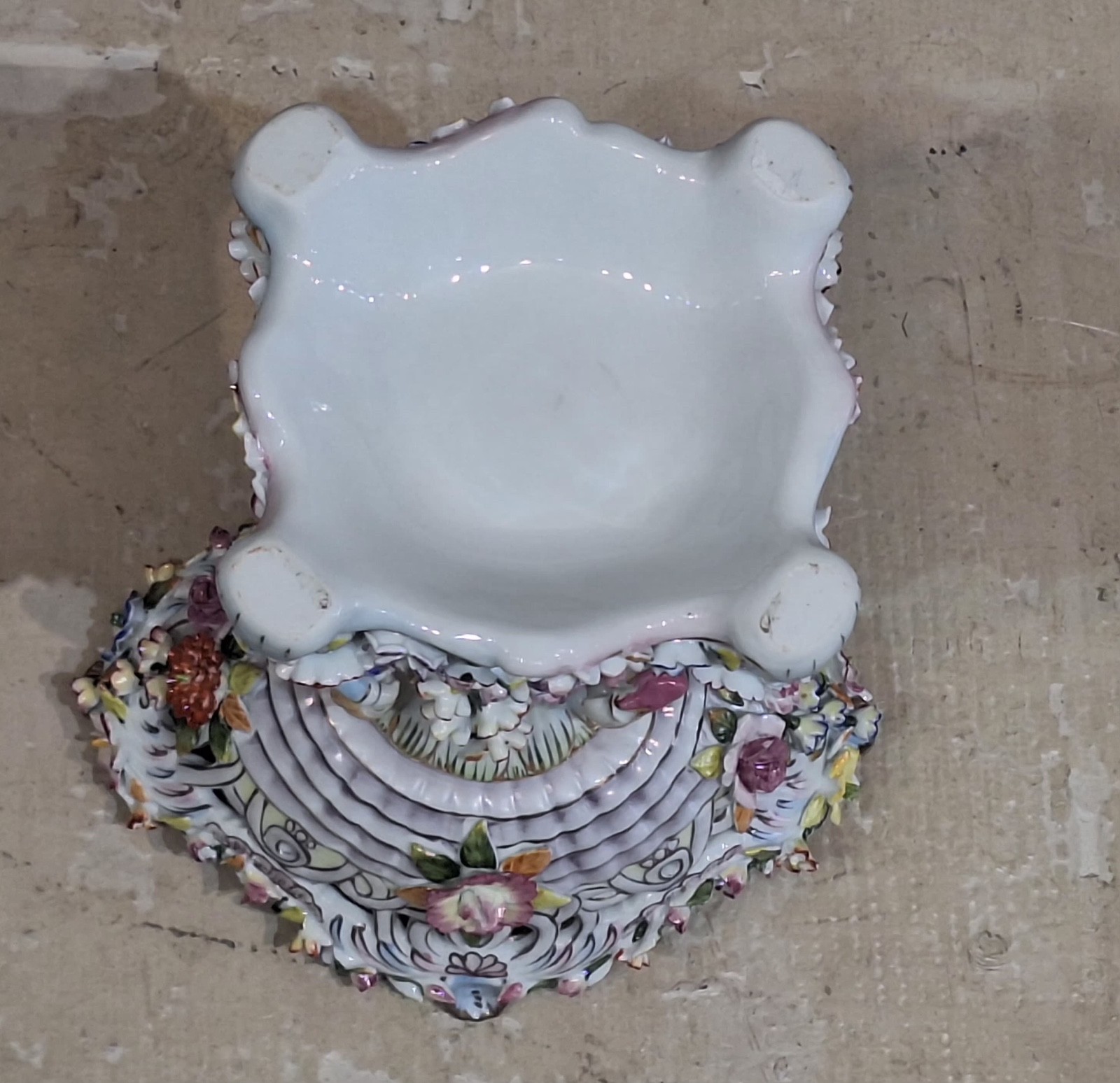 Pairs Porcelain Figural Compotes / Centerpiece Bowls – Applied flowers figurine