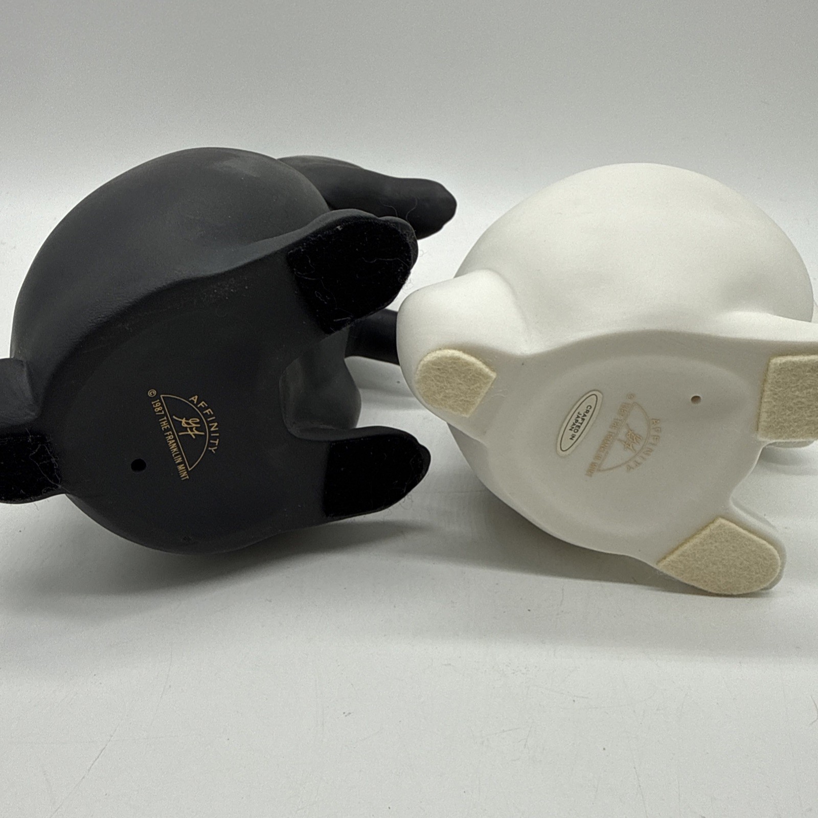 Franklin Mint Gail Ferretti Affinity Porcelain Black White Bunny Rabbit Figurine