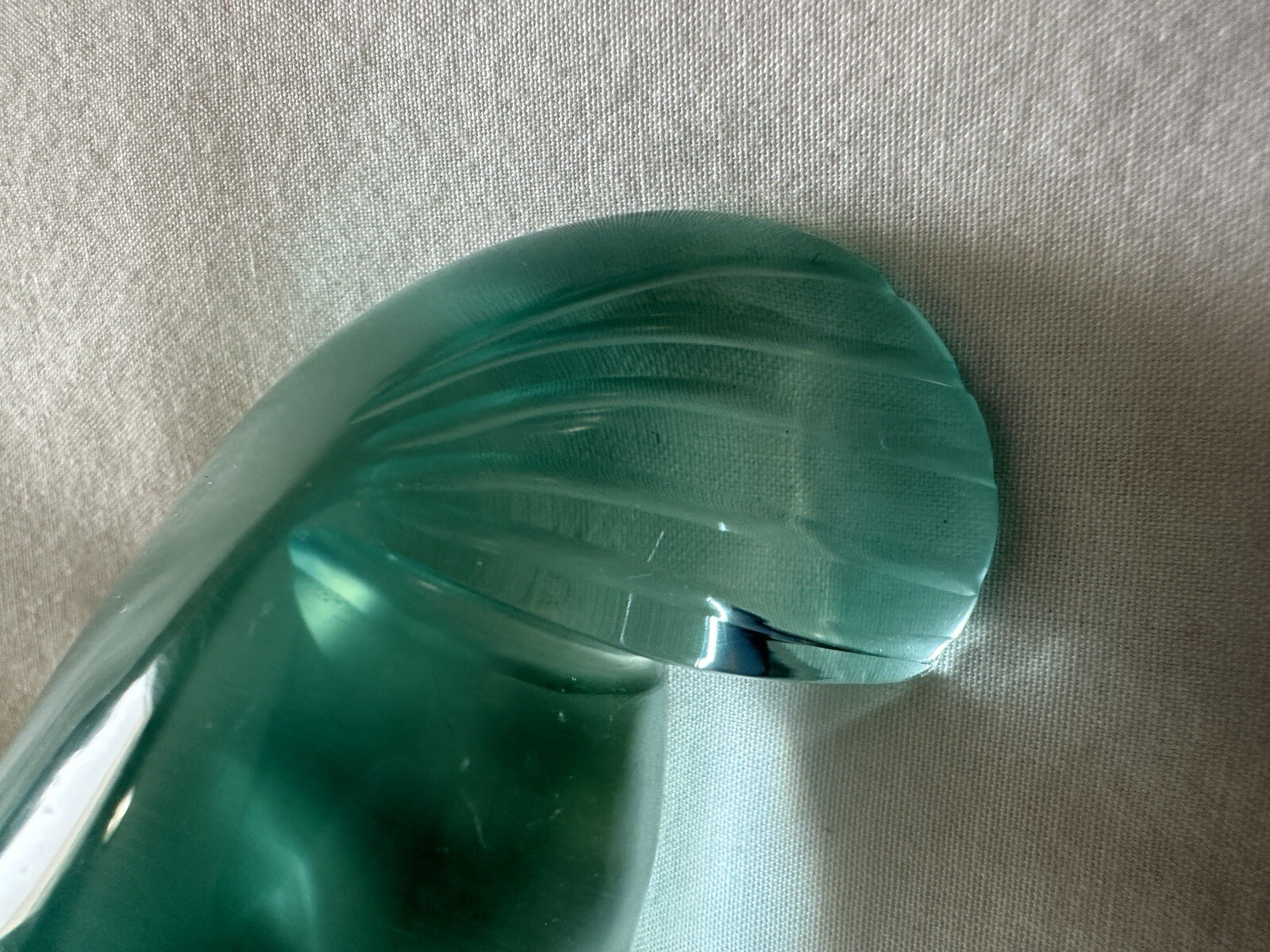 Greenish Blue Crystal or Glass Seal Figurine Aqua Marine