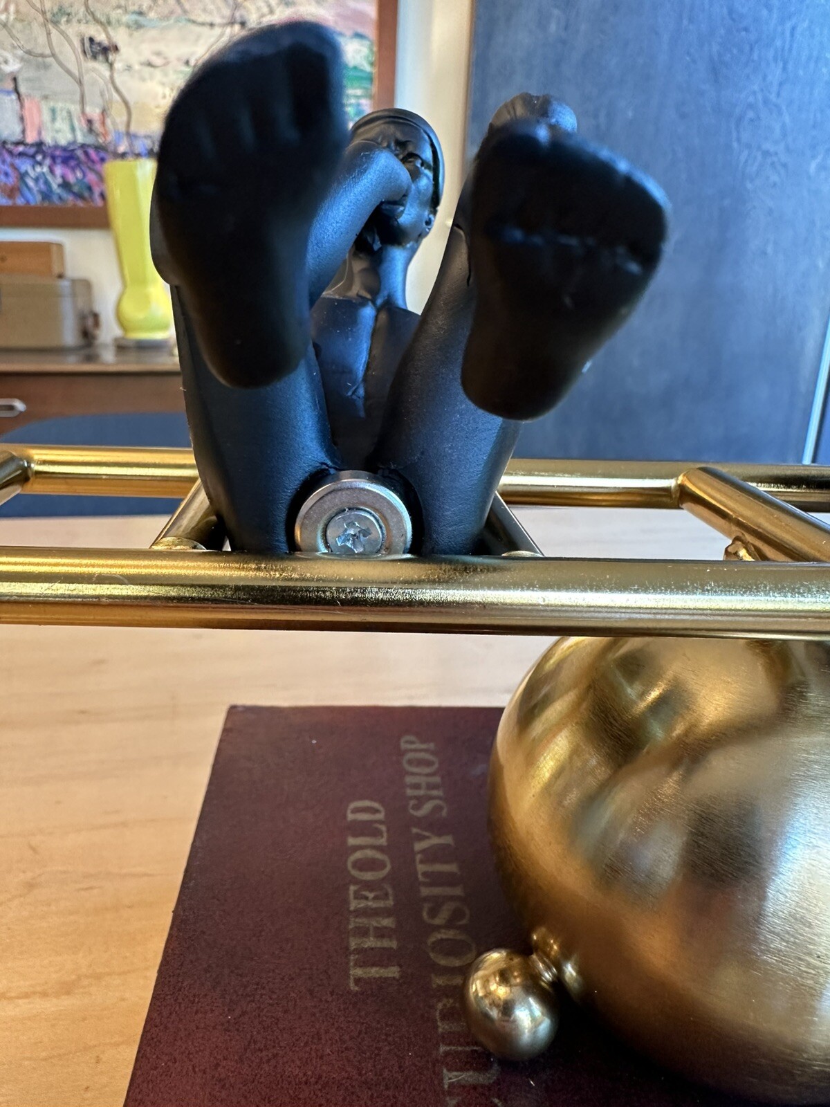 Man On The Stairs Thinking Man, Magnetic, Gold Metal, Movable, Balanced, Sturdy