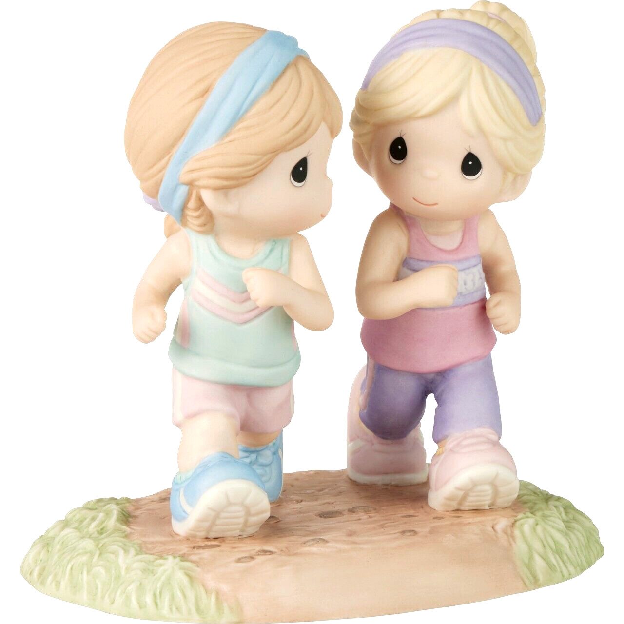 ⌘ New PRECIOUS MOMENTS Figurine MARATHON RUNNING JOGGING Best Friends Sisters