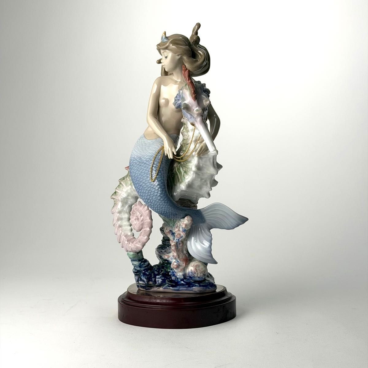Lladro 1413 Illusion Mermaid with Seahorse Figurine Retired Large, Made in Spain