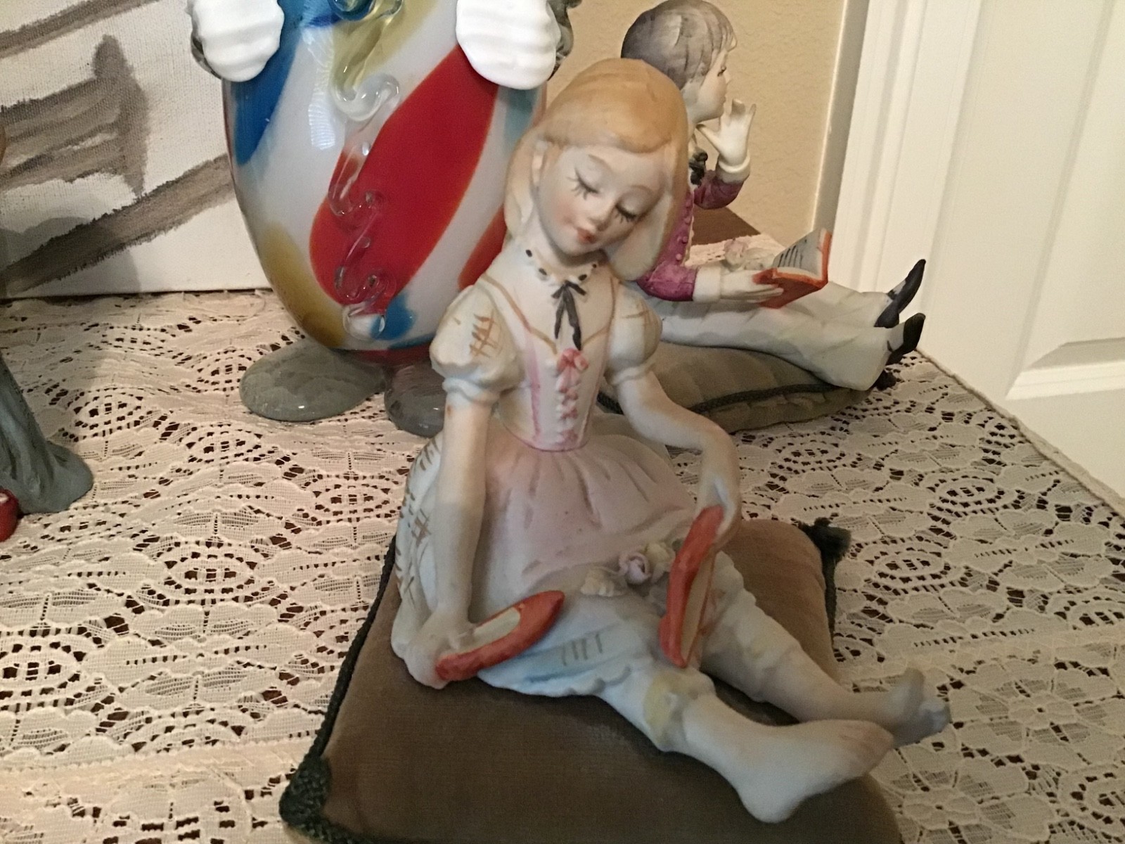 Beautiful Lenwile Ardalt Bisque Porcelain Hand paint Girl & Boy