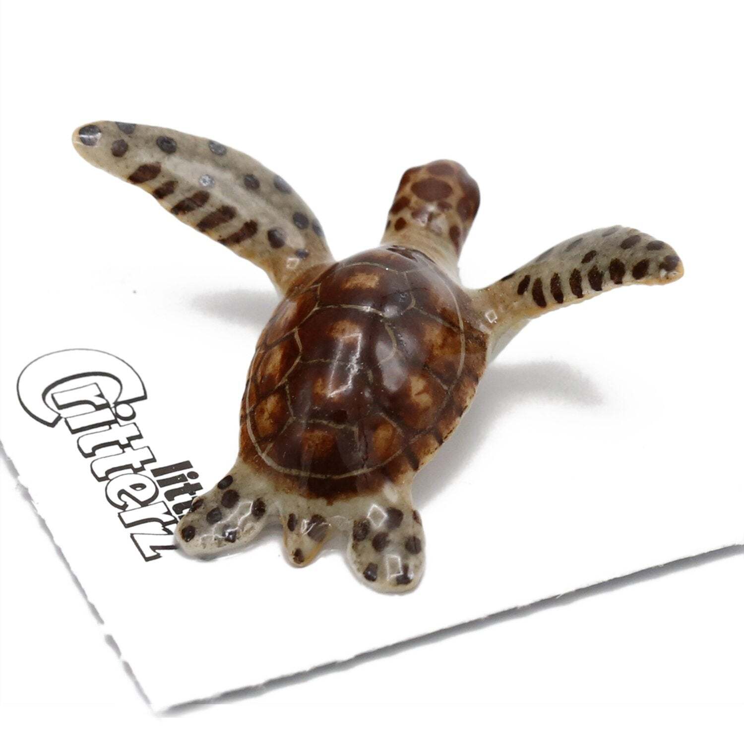 Little Critterz Brown – Sea Turtle “Tortuga” – Miniature Porcelain Figurine