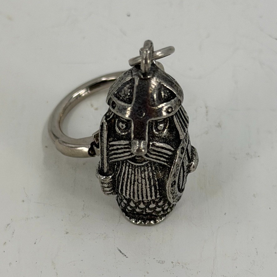 Vintage WRL British Pewter Viking Keychain Norseman Sword Shield Souvenir Gothic