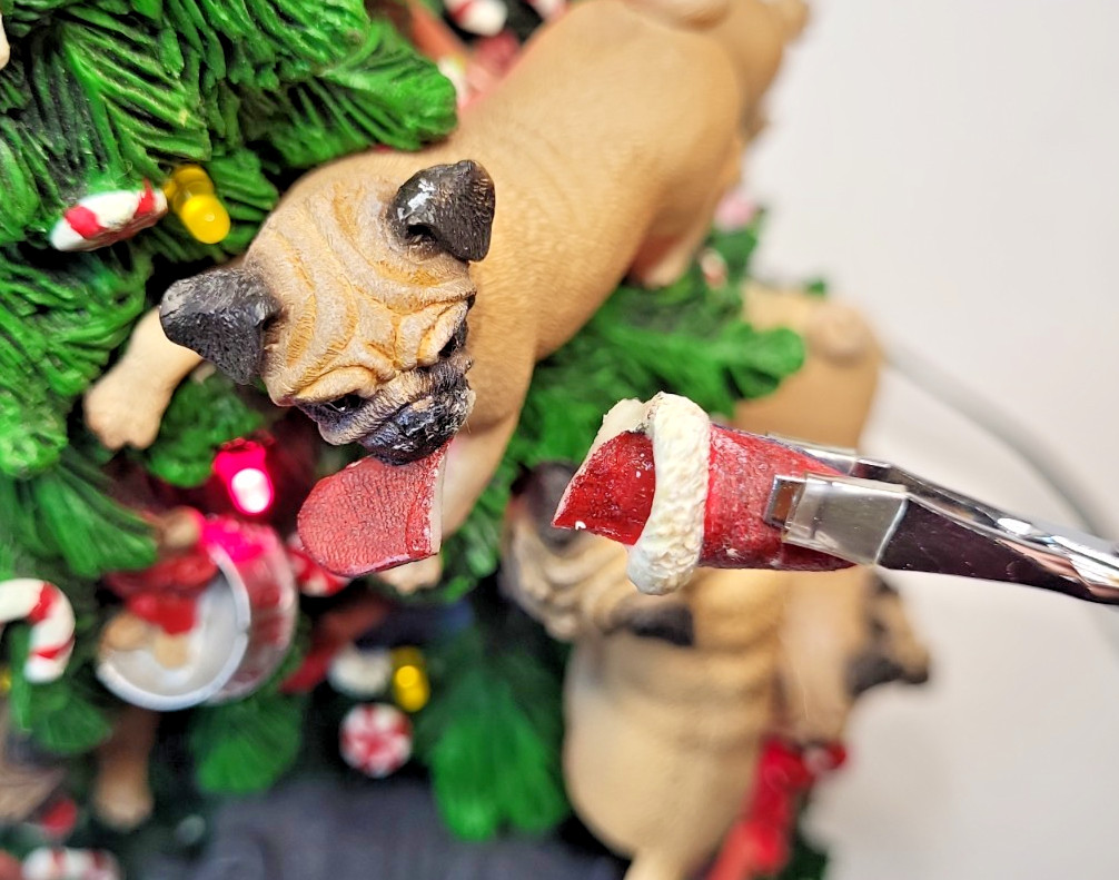 Pug Christmas Tree w/ Star Figurine Light Up Display The Danbury Mint