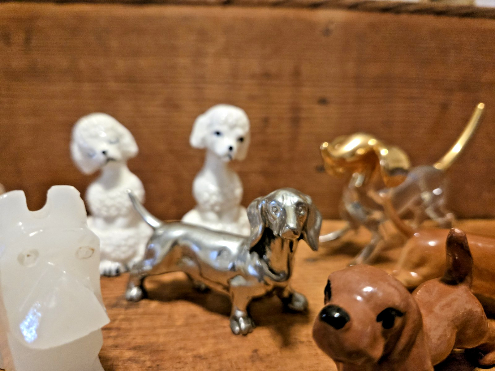 Vintage Miniature Dog Figurines Lot 10 – metal; quartz, shell, china
