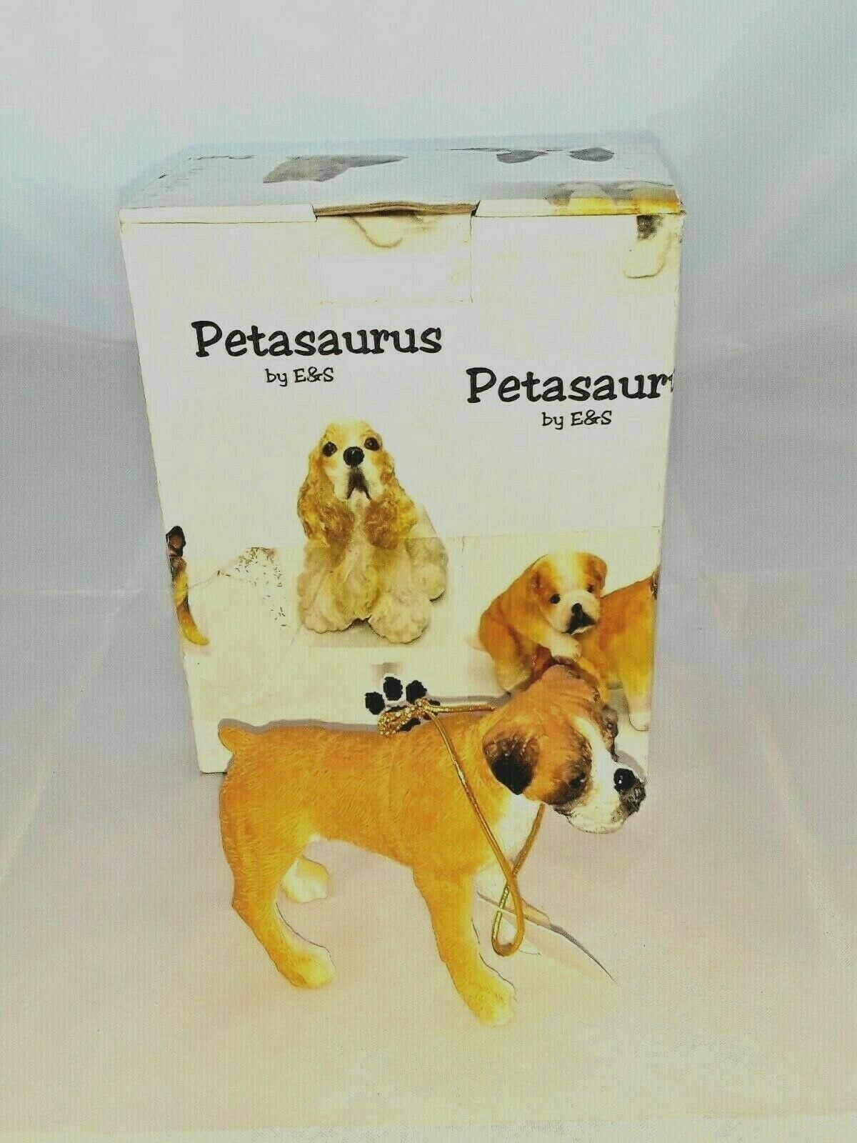 Boxer Figurine Standing Dogs Resin Puppy Figurine Non Cropped Ears 3.75″