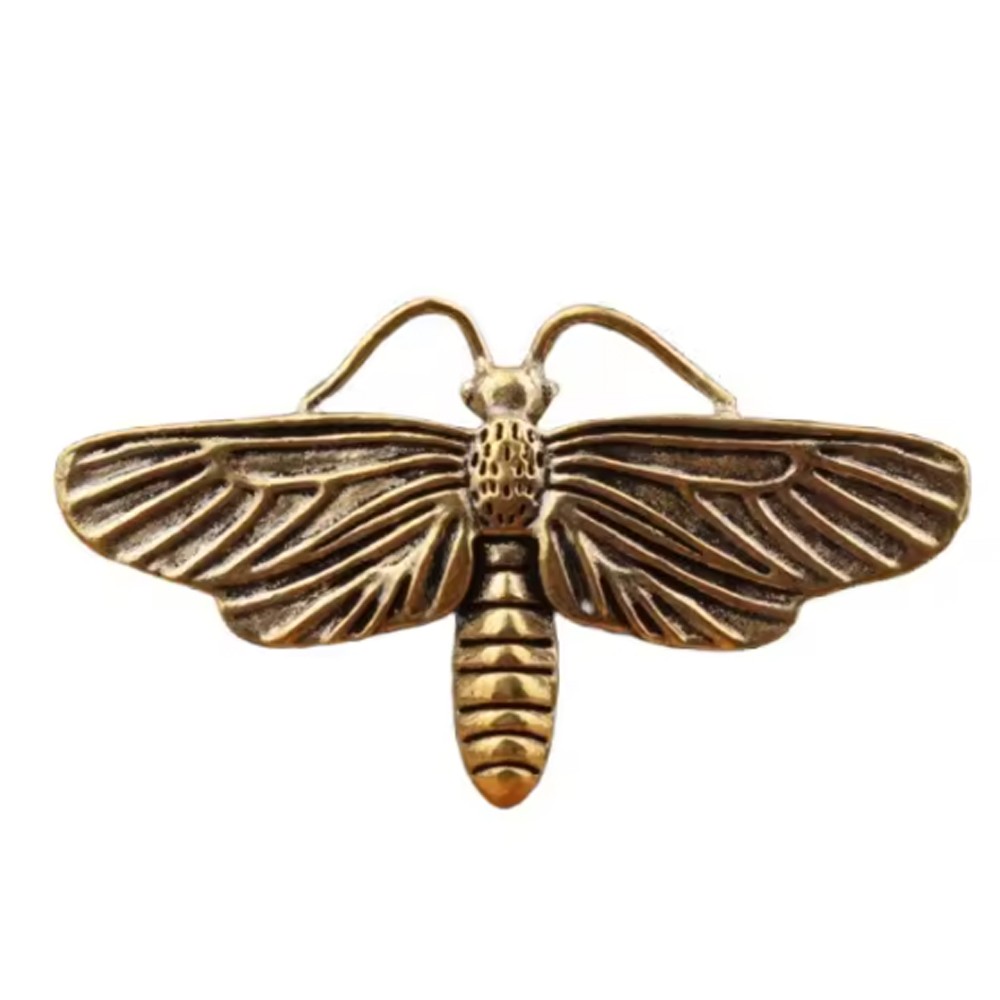 Brass Moth Insect Figurine Small Animal Statue Table Office Home Decoration Toy