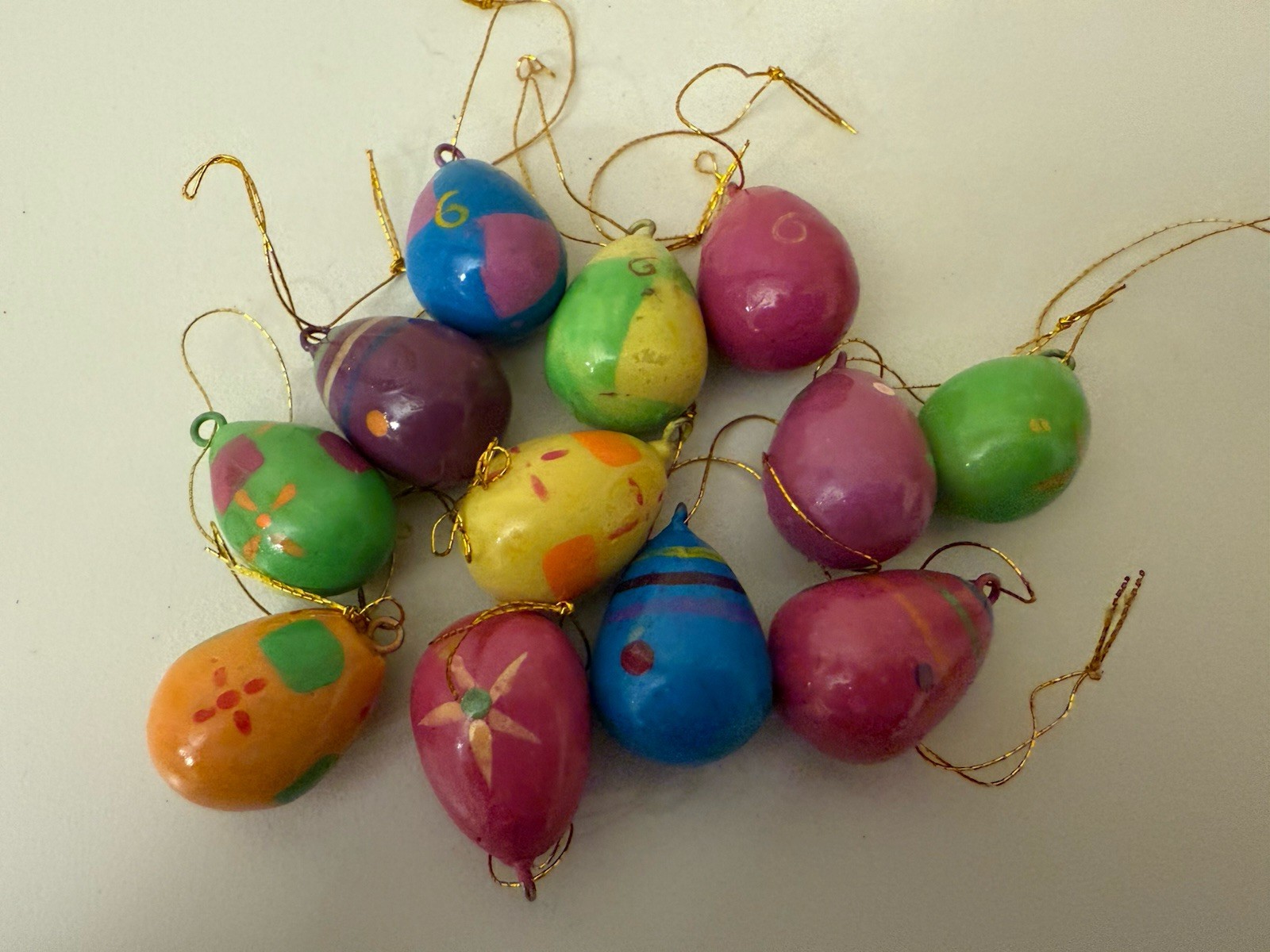 Lot Of 12 Vintage Glass Mini 1″ Easter Eggs Multi Colors Miniature Colorful