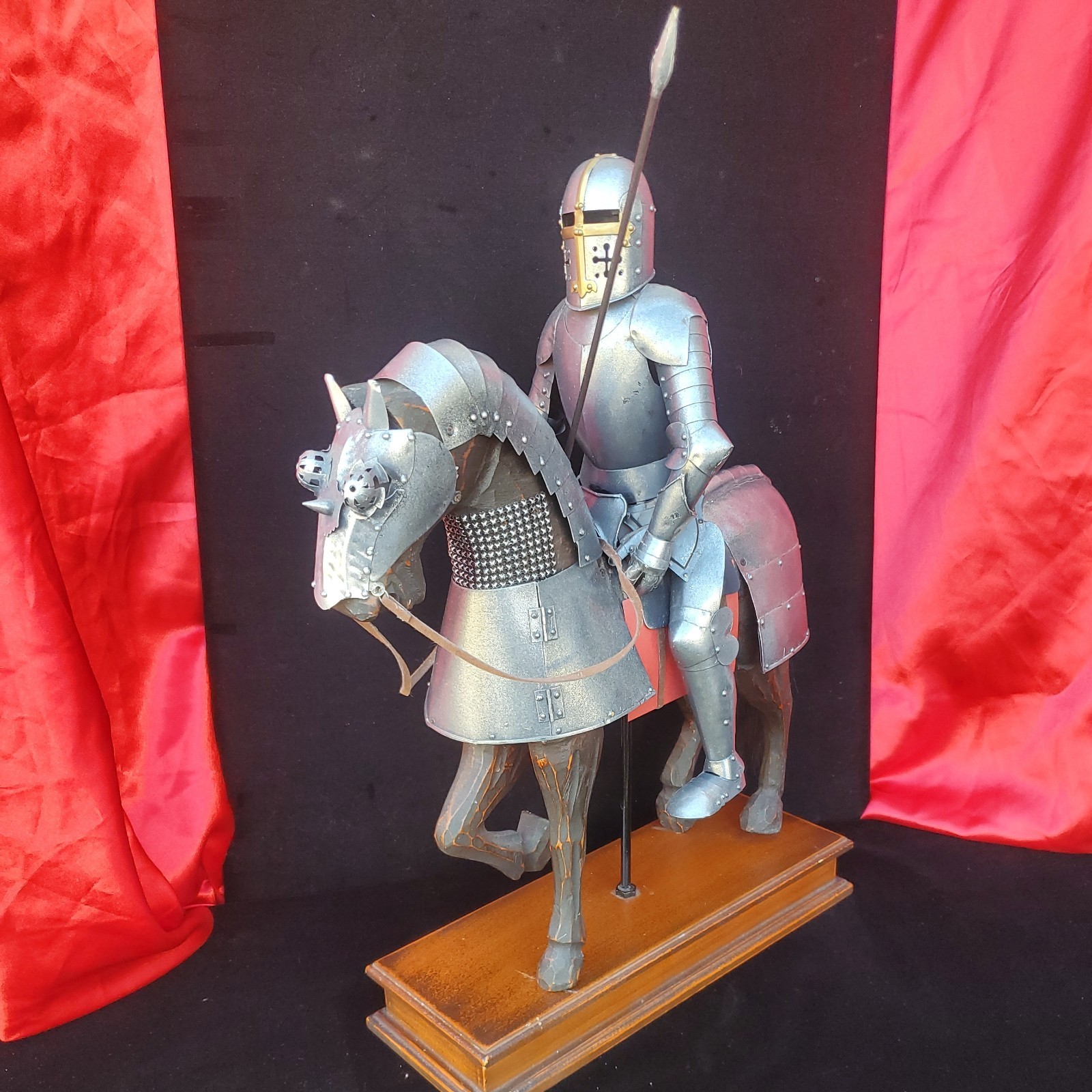 Mounted Armored Medieval Knight On Armored Horse 15″ Long 20.5″ Tall Figure