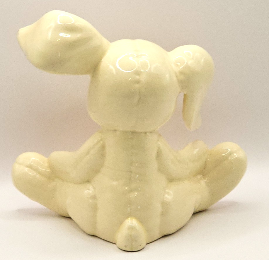 Bunny Rabbit Figurine Hand Painted 7″ Vtg 1986 Kimple Mold Quilted Ceramic