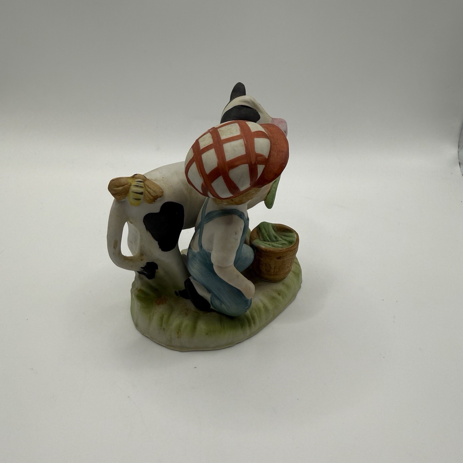 Norleans Boy Feeding Calf Figurine Farm Scene Taiwan 3.5” Wide
