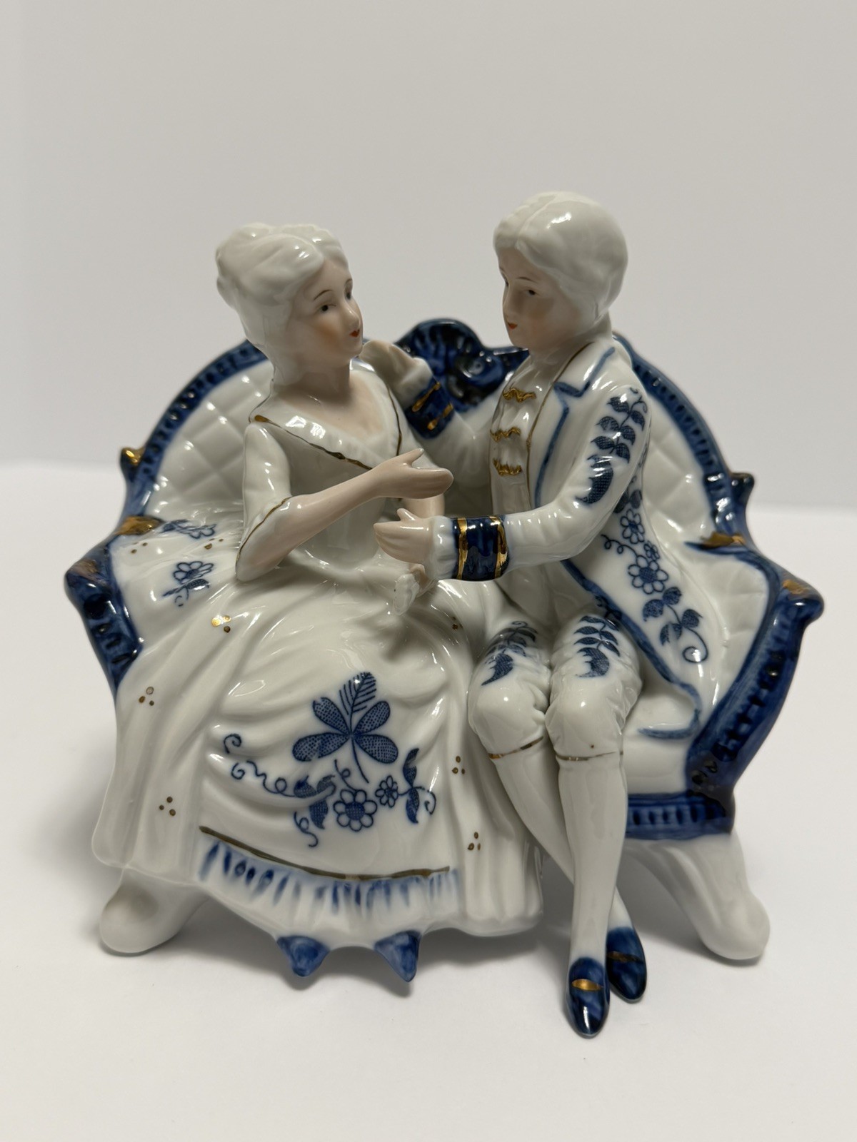 Marie Antoinette and King Louis Porcelain Courting Couch Vintage Couple Figurine