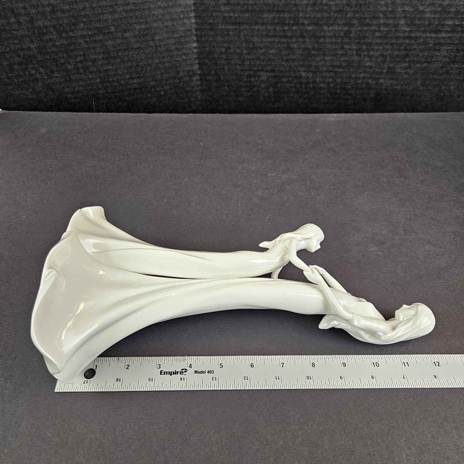 Mother and Daughter Sculpture Figurine White Soft Glaze Porcelain 12.5 inch