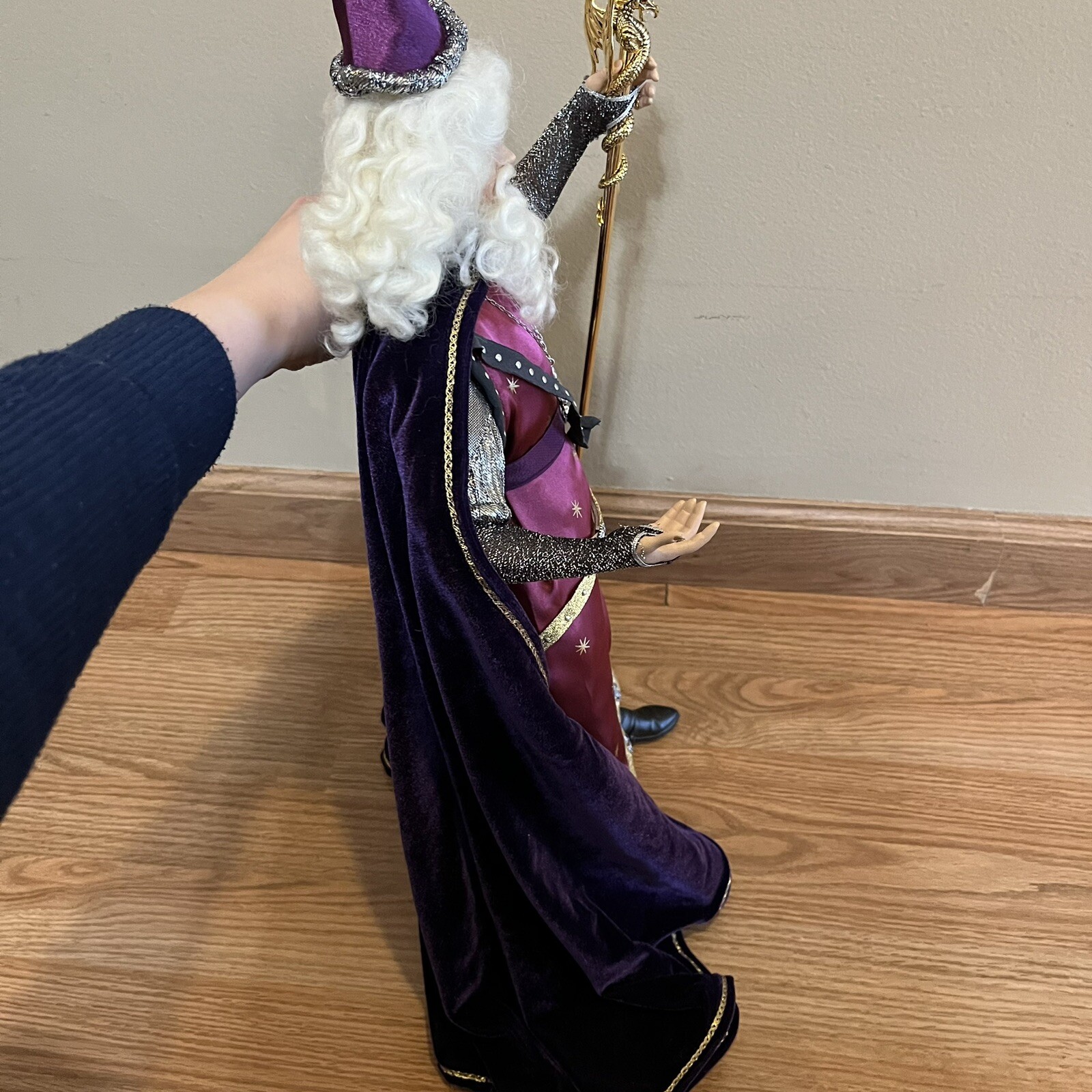 Franklin Mint Merlin Magician Wizard Camelot Series Porcelain Doll Hat Staff