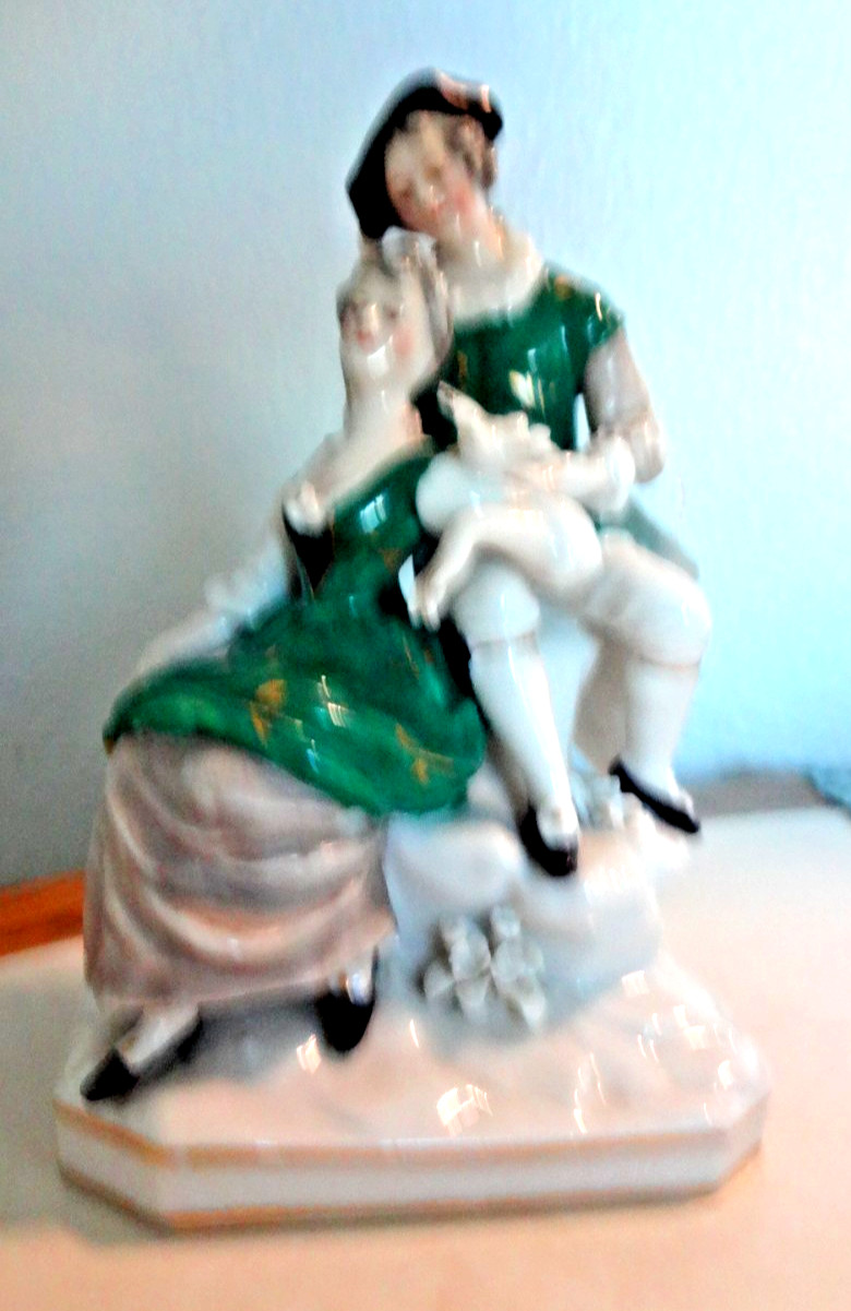 Dresden Antique Porcelain Courting Colonial Couple-Mark is featured twice