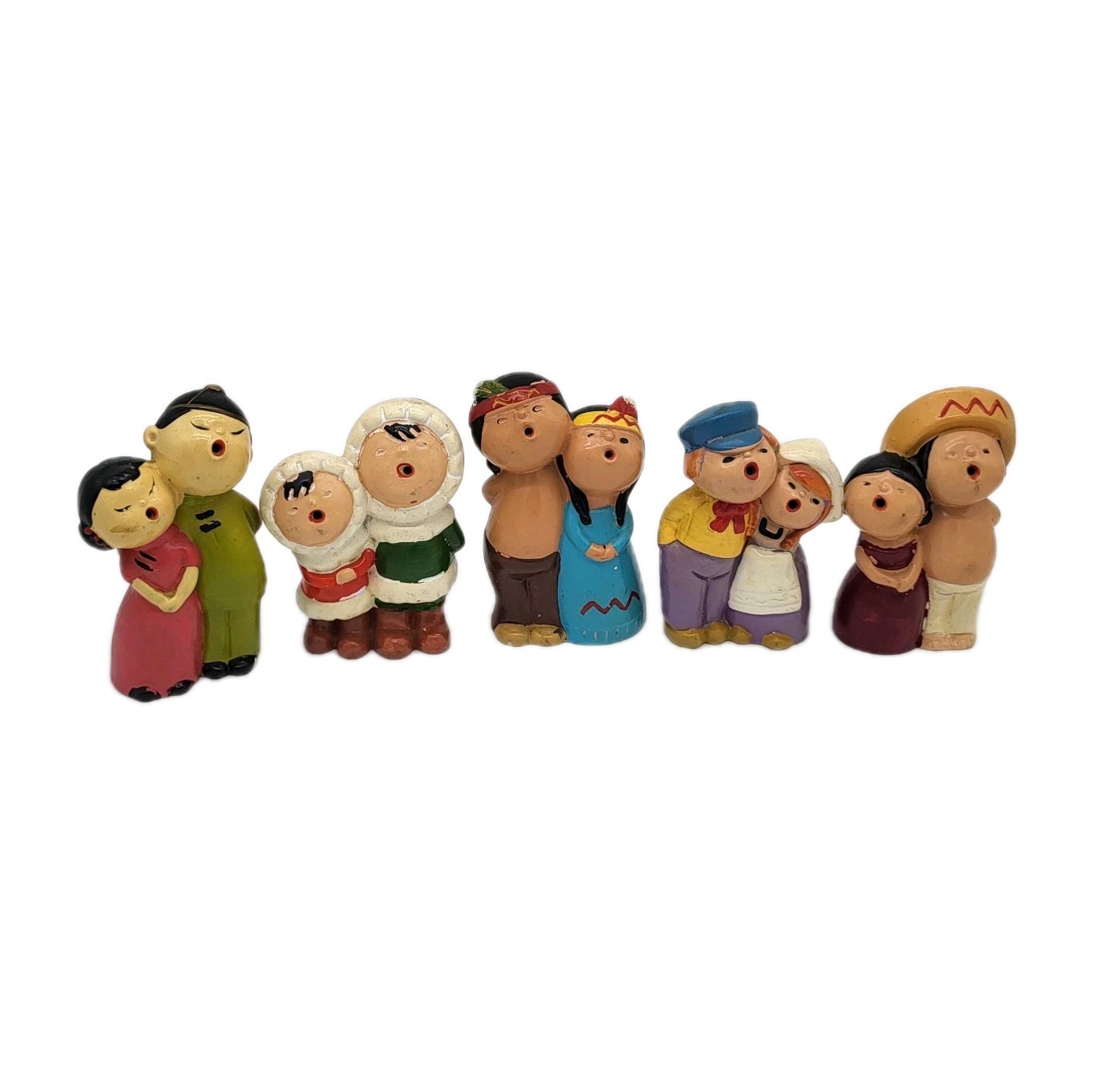 World Gift 1950s Painted Ethnic Nationalities Singing 5pc Lot Figures 4.25″