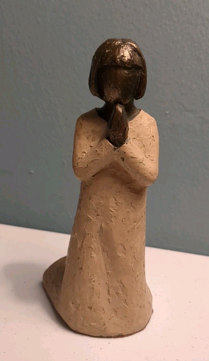 Genesis Fine Arts Bronze Sculpture in White, Bedtime Prayers. Ireland. 6″