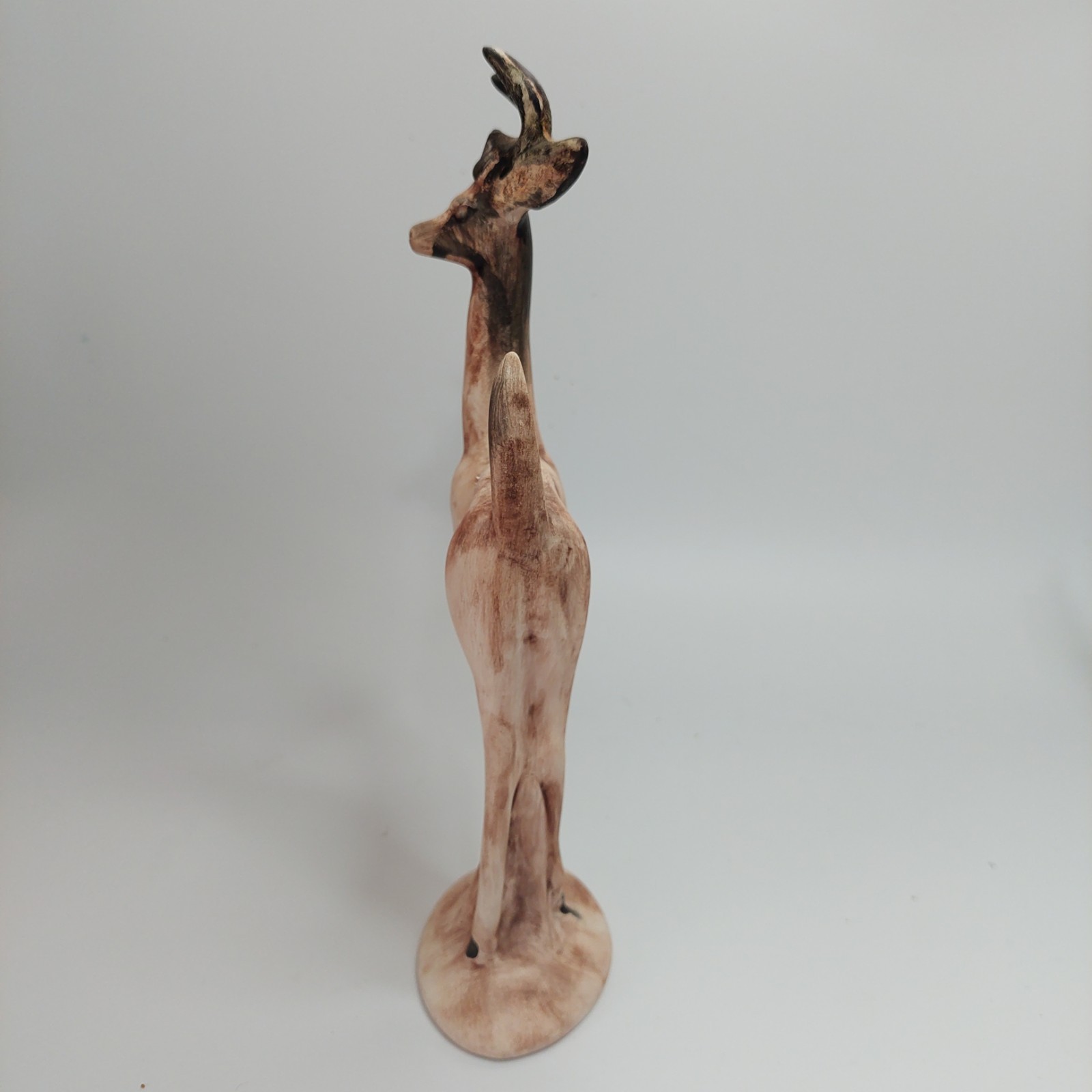MCM Rustic Country Ceramic Hand-painted Matte Deer Pair 12″Figurines Unique
