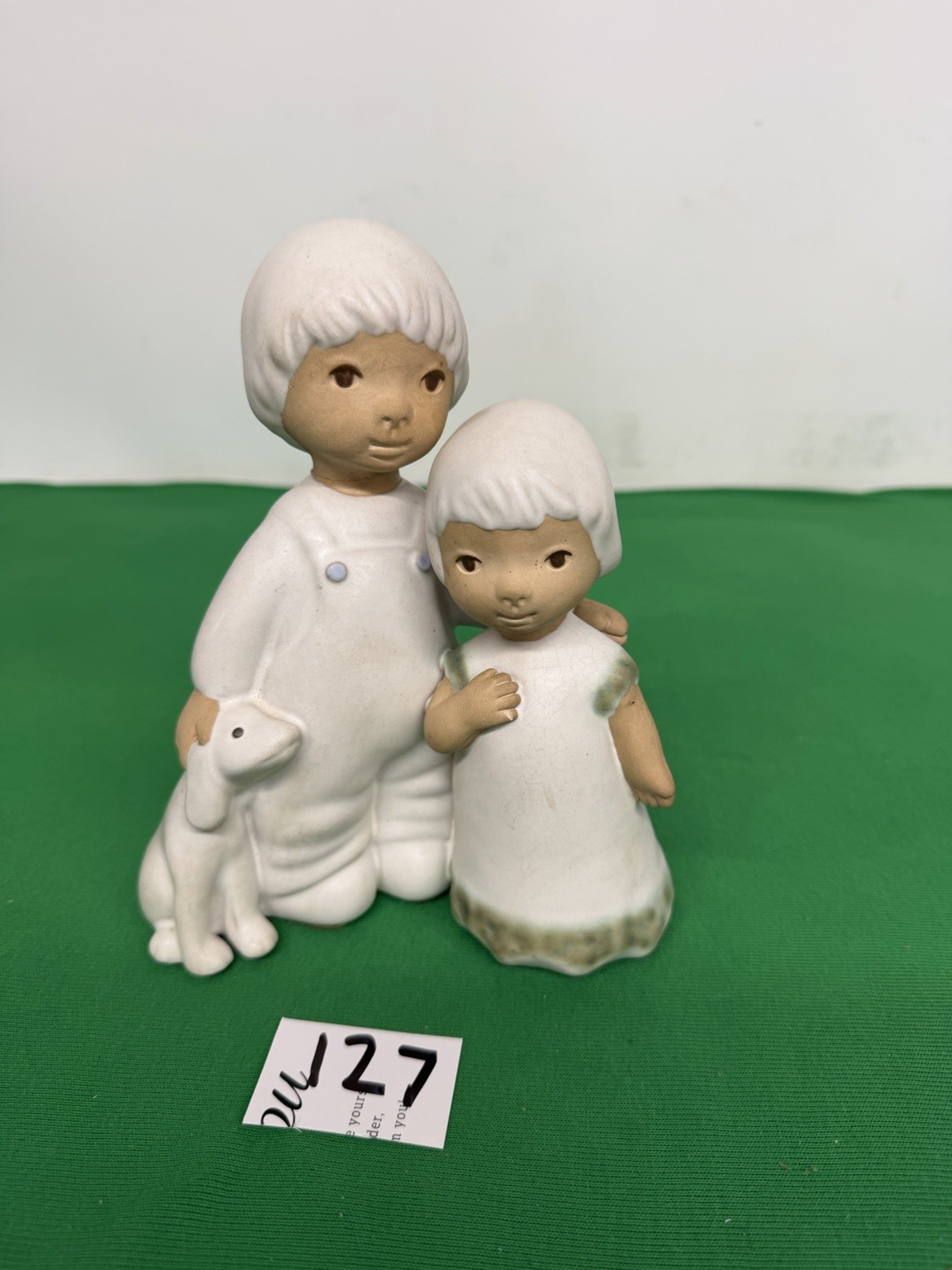 Pottery Brother Sister And Dog designer Elaine Carlock Signed “VINTAGE”