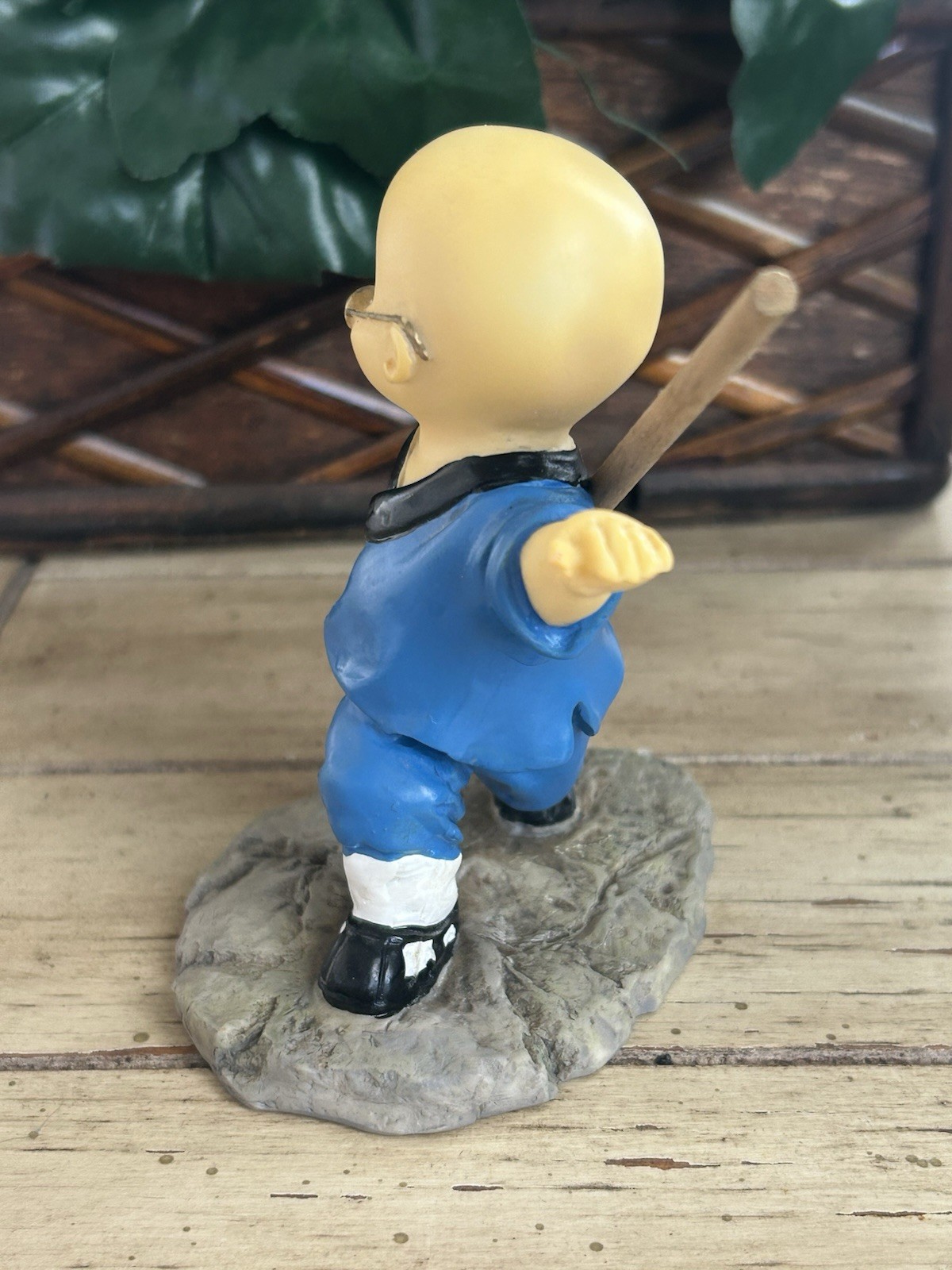 Chinese Kung Fu Monk Shaolin Martial Arts Baby Figurine w/ Bo Staff 4”