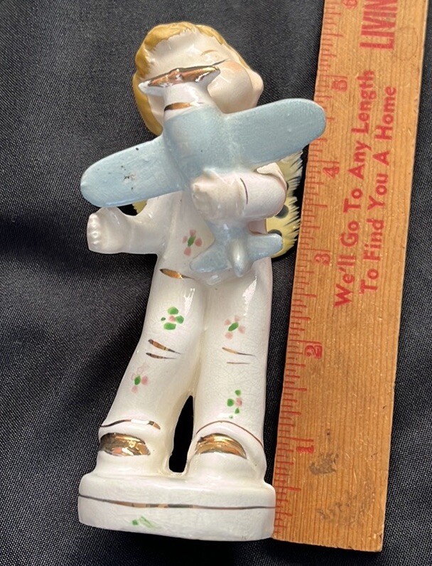 Vtg 50s/60s NAPCO(?) Boy Angel W/BUTTERFLY WINGS~Holding Toy Airplane~RARE