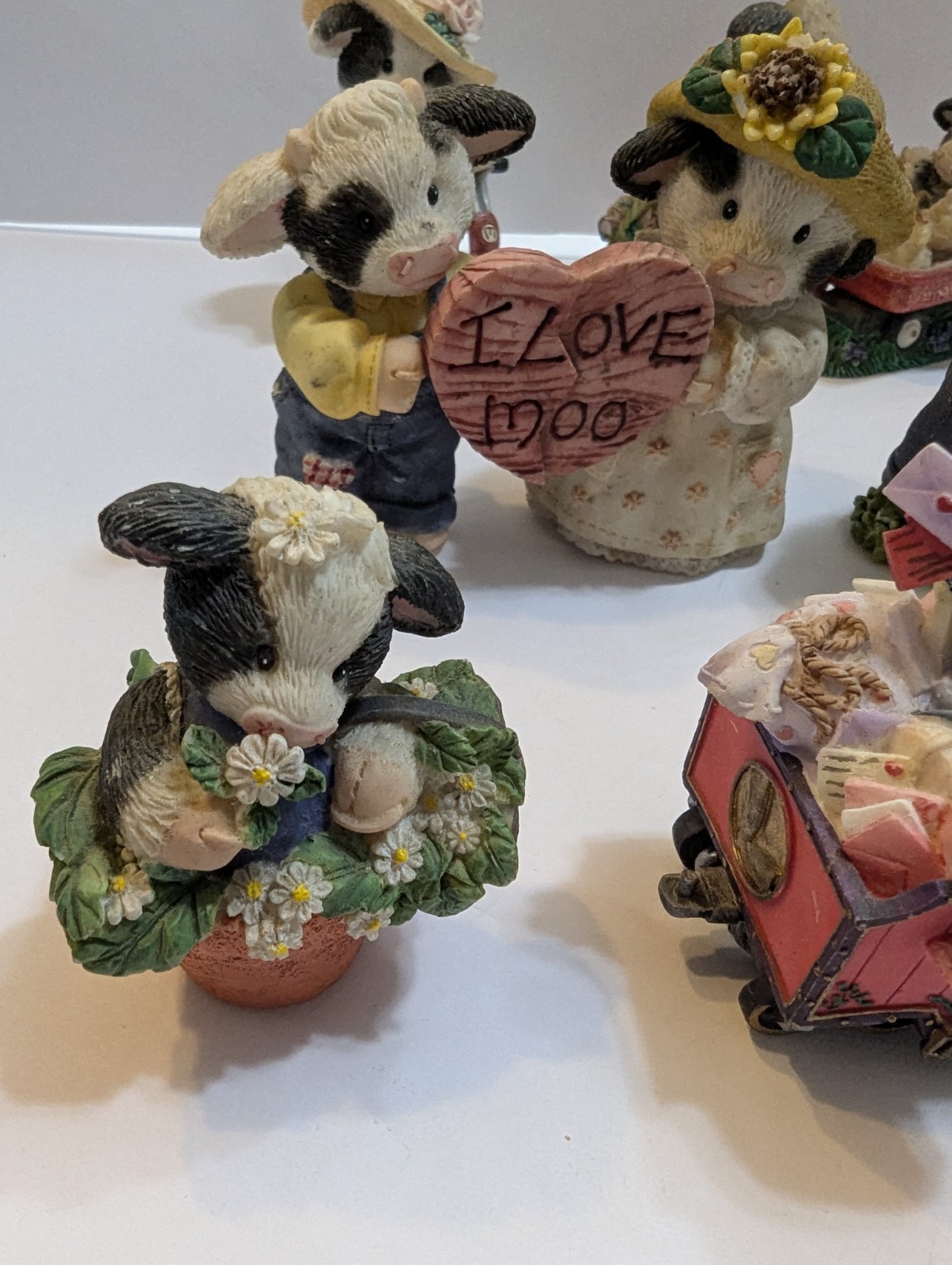 VTG Lot Of 10 Enesco Mary Moo Moos Mixed Years 1993-2003 Figurines