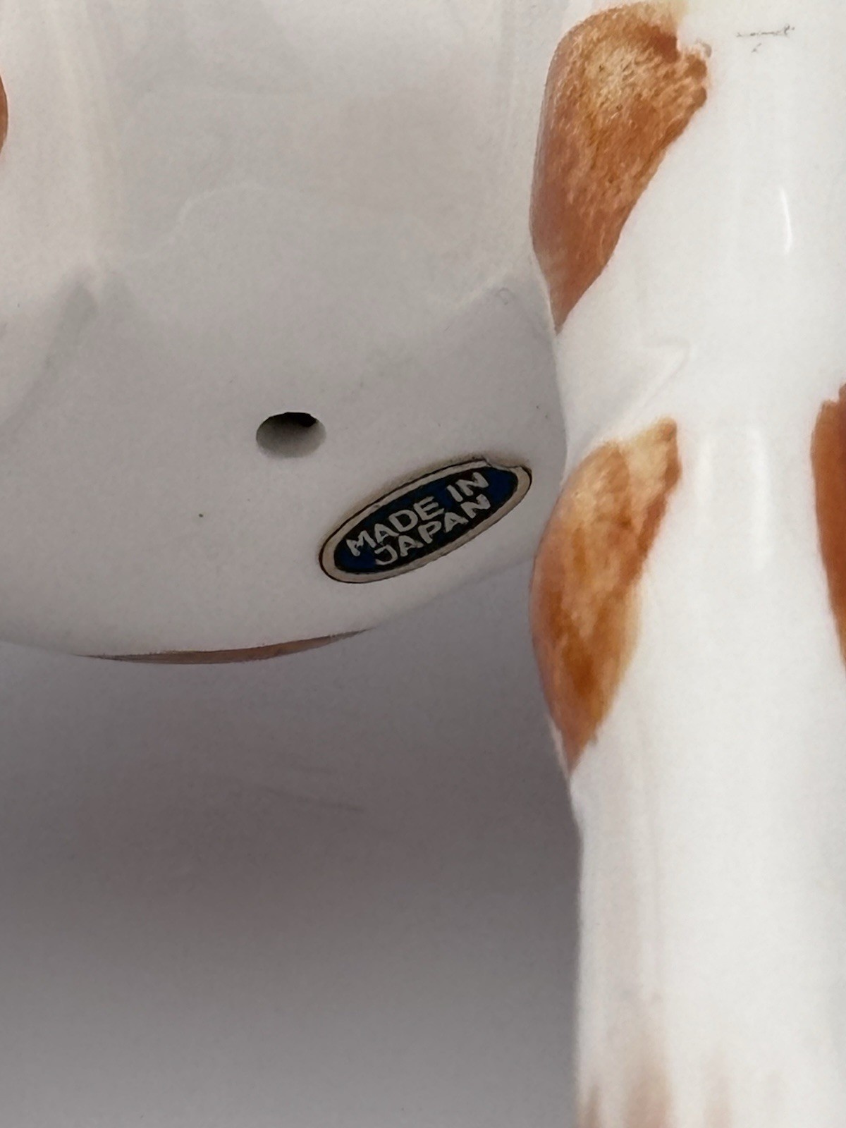 Vintage Japan Ceramic Giraffe Figurine Hand Painted Brown White Mid Century